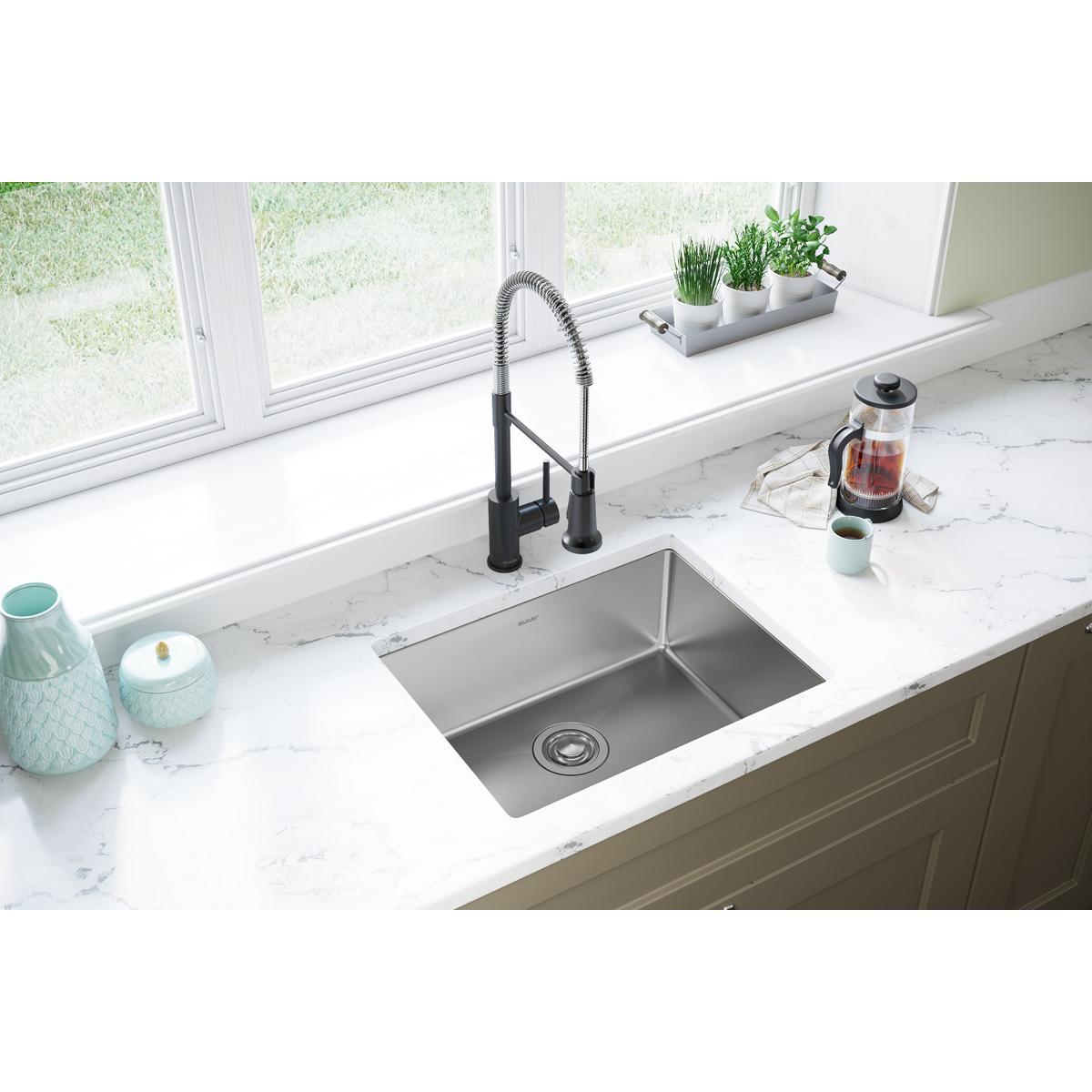 Crosstown Undermount 23.5-in x 18.25-in Polished Satin Stainless Steel Single Bowl Kitchen Sink | - Elkay EFRU2115T