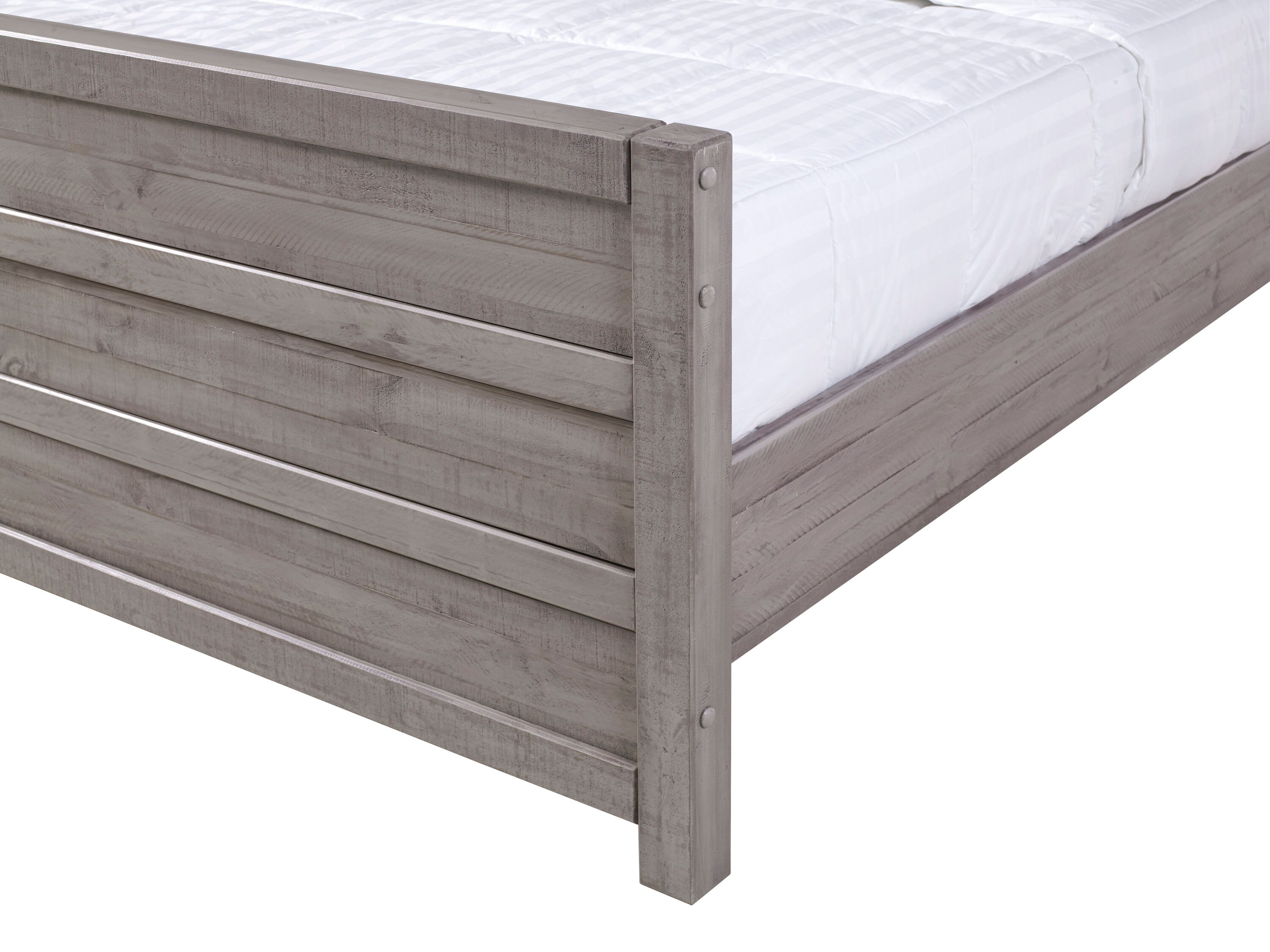 Carmel Queen Antique Gray Pine Wood Bed Frame