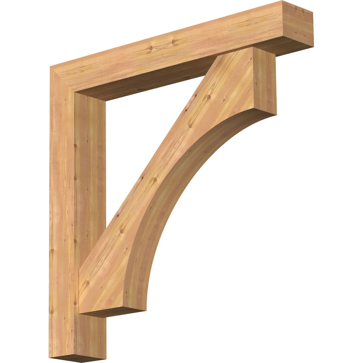 Ekena Millwork 1464504 Westlake Block Smooth Bracket with Offset Brace 7-1/2-in x 48-in x 48-in Western red cedar Brown Wood Standard bracket