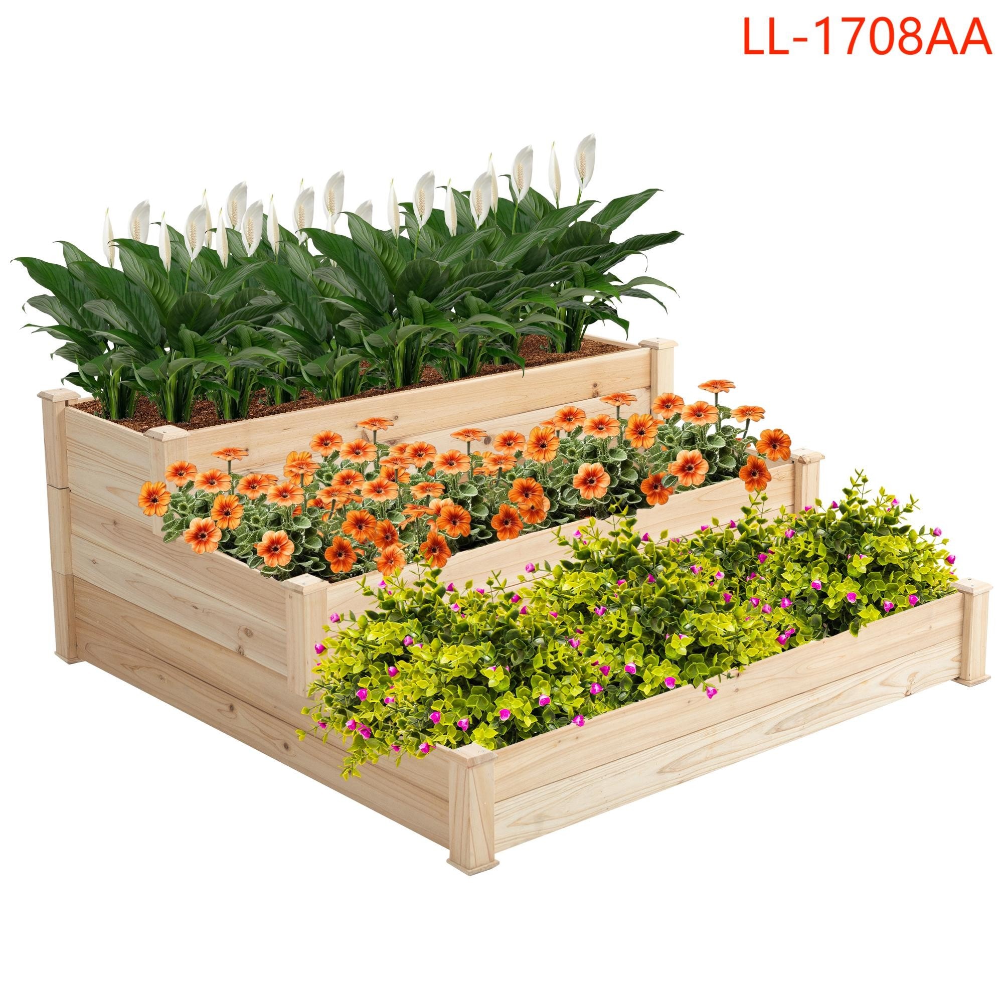 Yiekholo LL-1708AA 48.5-in W x 48.5-in L x 20.16-in H Natural Wood Raised Garden Bed