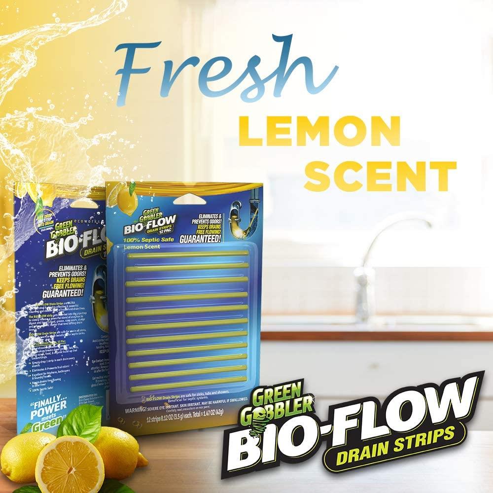 Green Gobbler Lemon Scent Bio Flow Drain Strips (12-Pack)