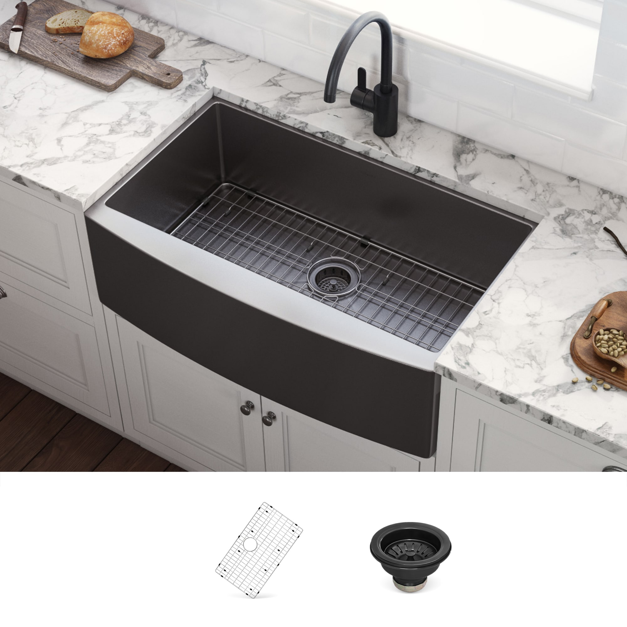 Ruvati RVH9880BL Terraza Undermount 36-in x 22-in Stainless steel Single bowl 16 -Gauge Kitchen Sink