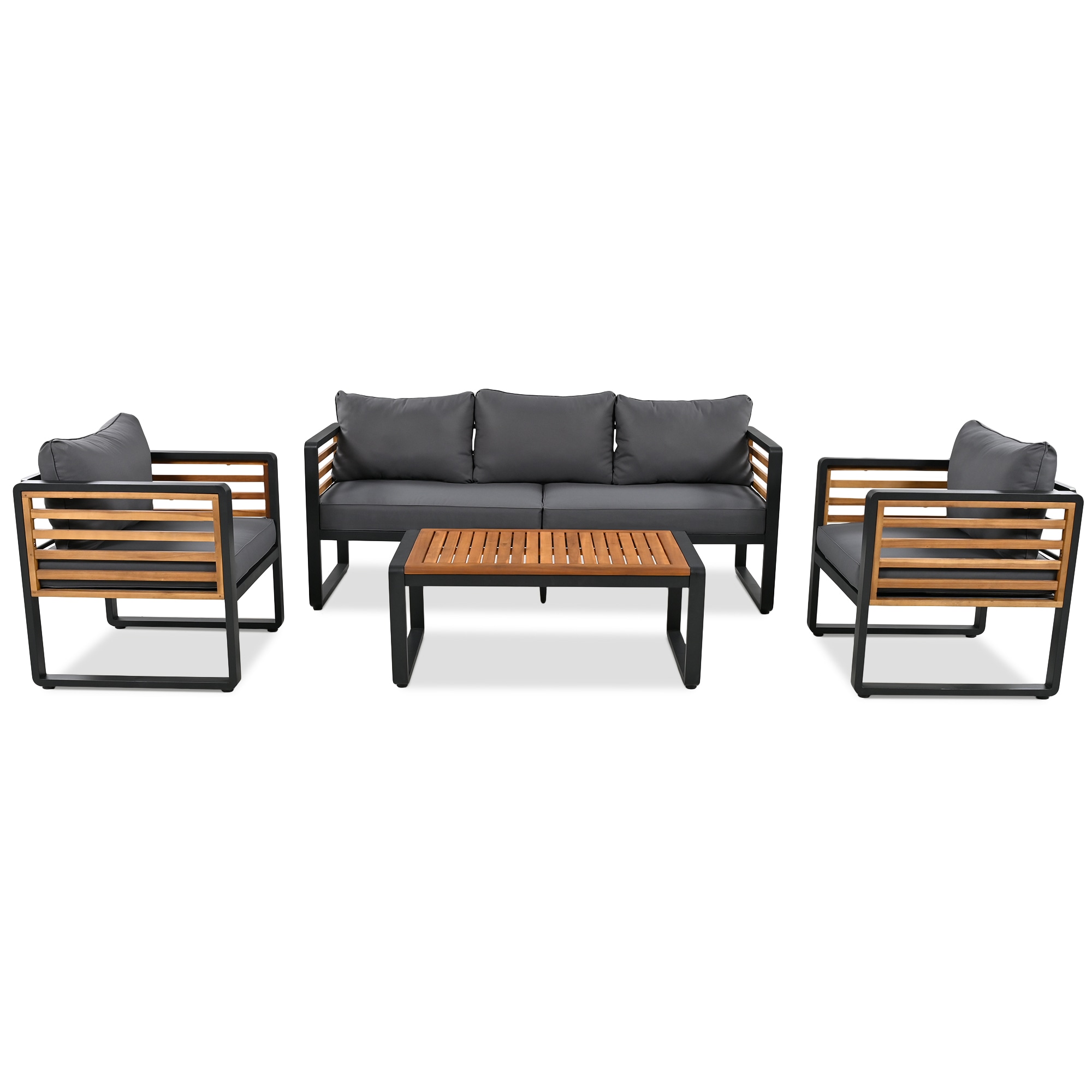 Bayfeve BFG-235E-PCS 4 -Piece Patio Sofa Conversation Set with Gray Cushions
