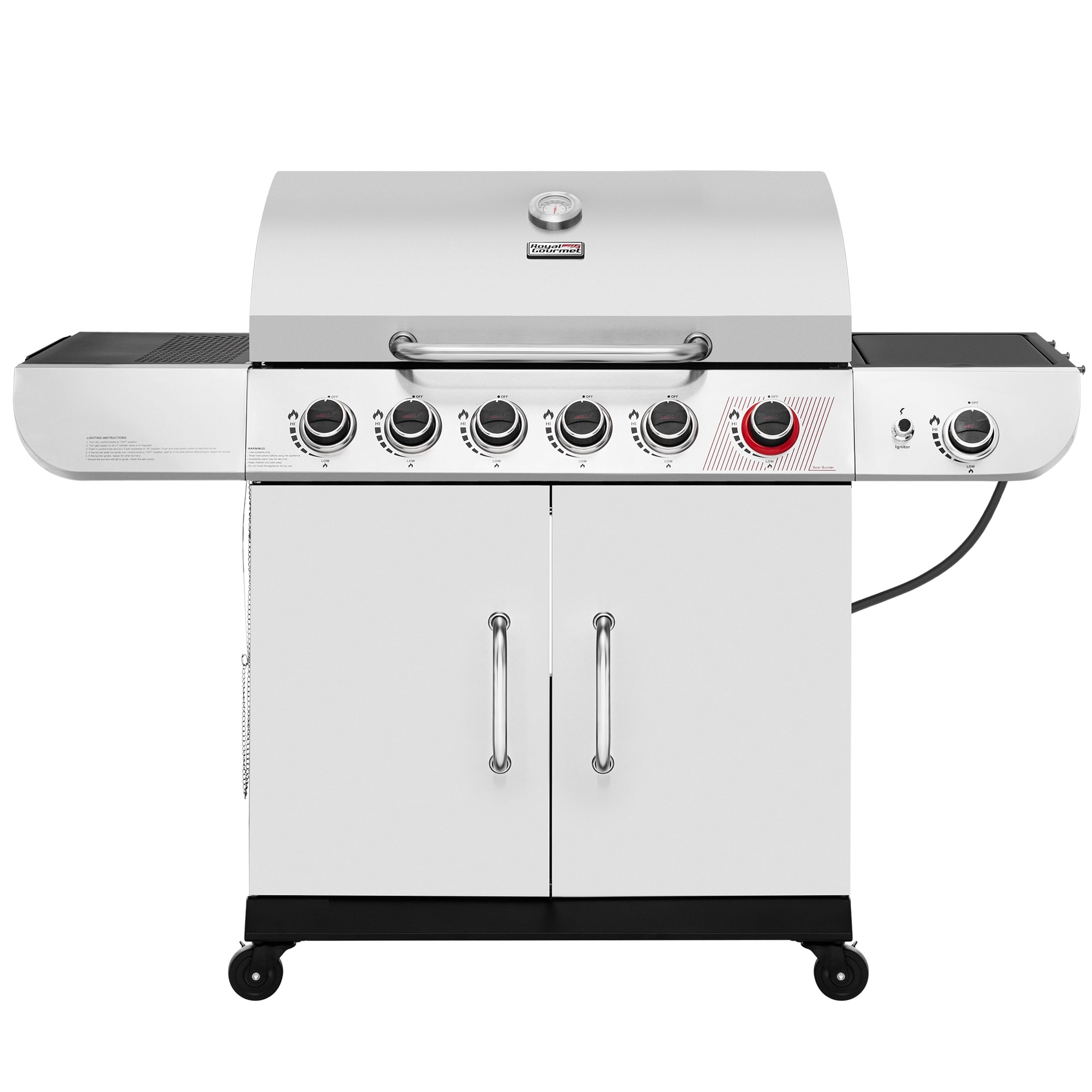 Royal Gourmet Cabinet Style Silver 6 Burner Liquid Propane Gas Grill with 1 Side Burner SG6002S at Lowes