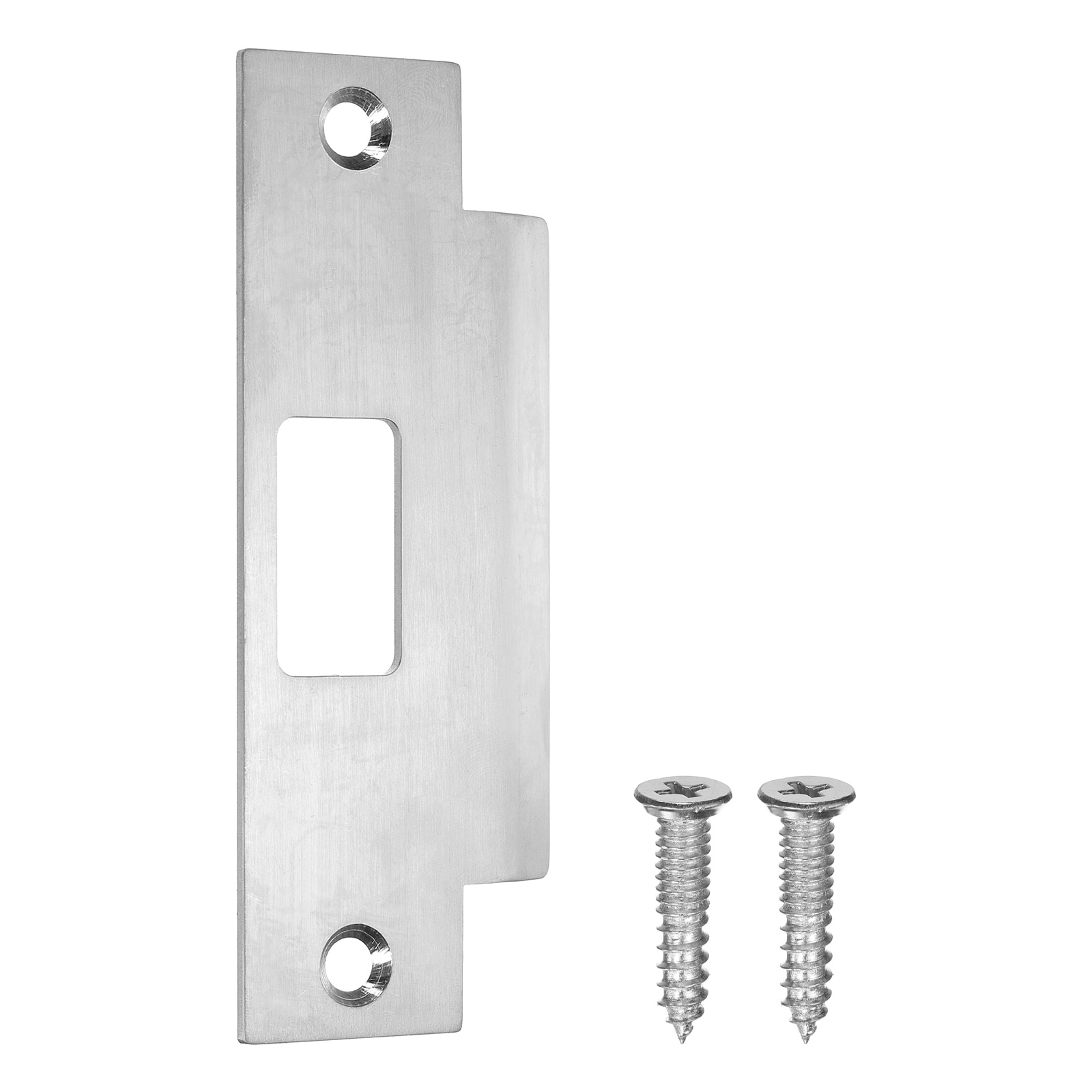 Unique Bargains Door Latch Strike Plate 4-7/8 Inch x 1-1/4 Inch Stainless Steel Deadbolt Strike Plate for Door Frame Reinforcement Silver #S26042700UX6228