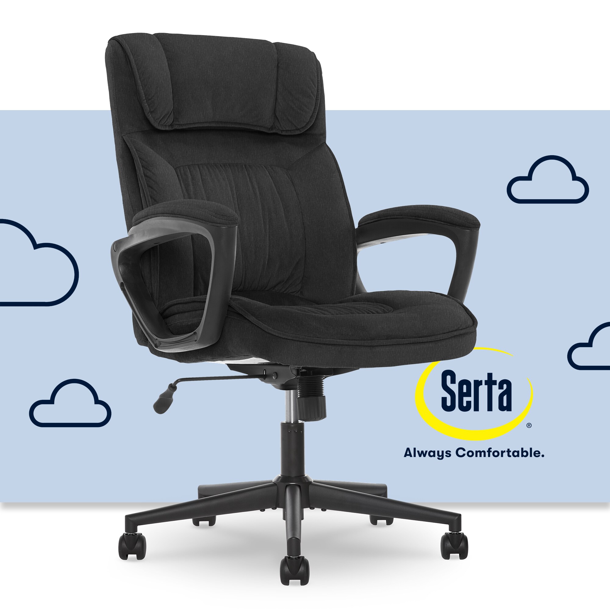 ErgoFlex Black Twill Executive Office Chair with Lumbar Support