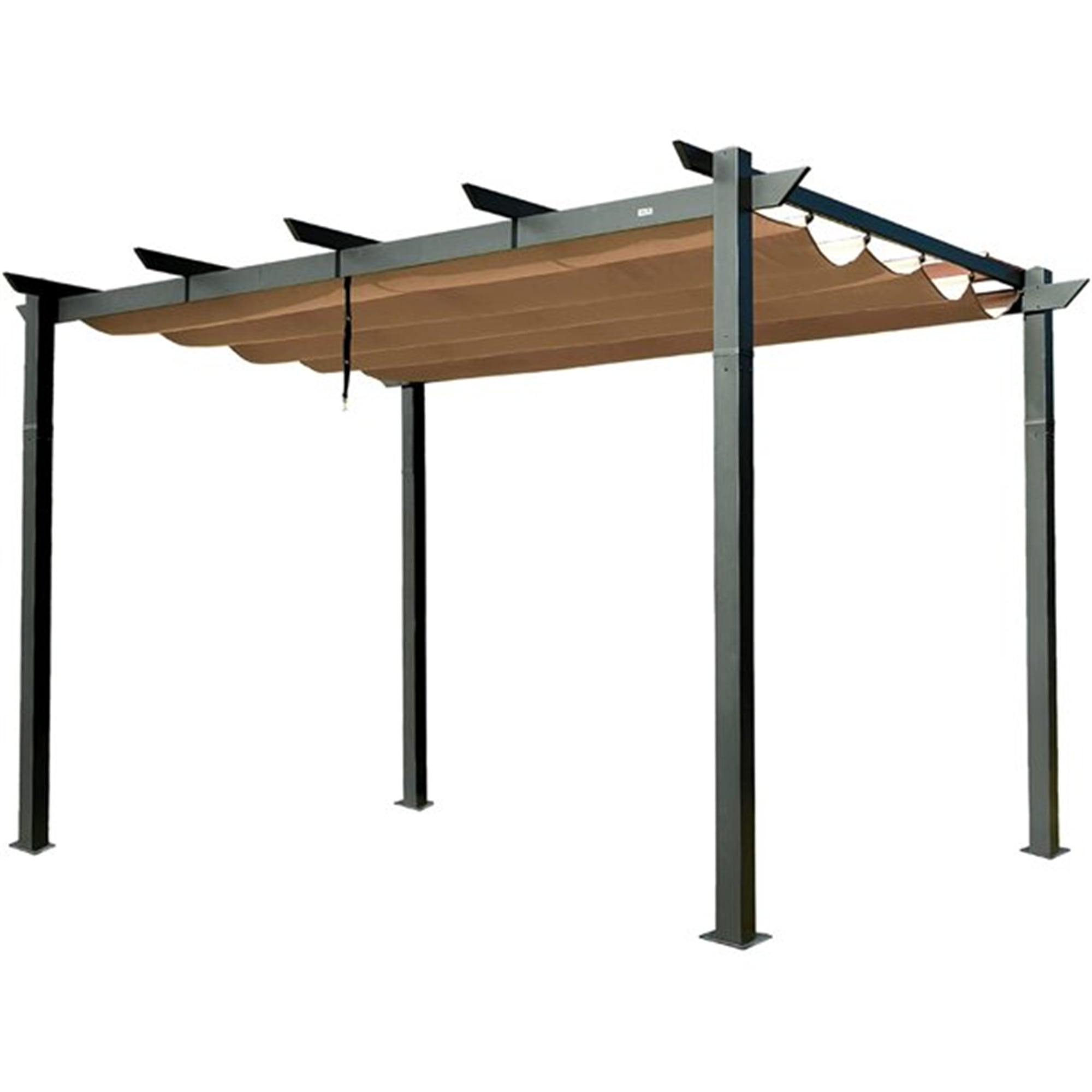 GDFStudio 321947 Modern Aluminum Retractable Pergola Patio Gazebo Dark Gray