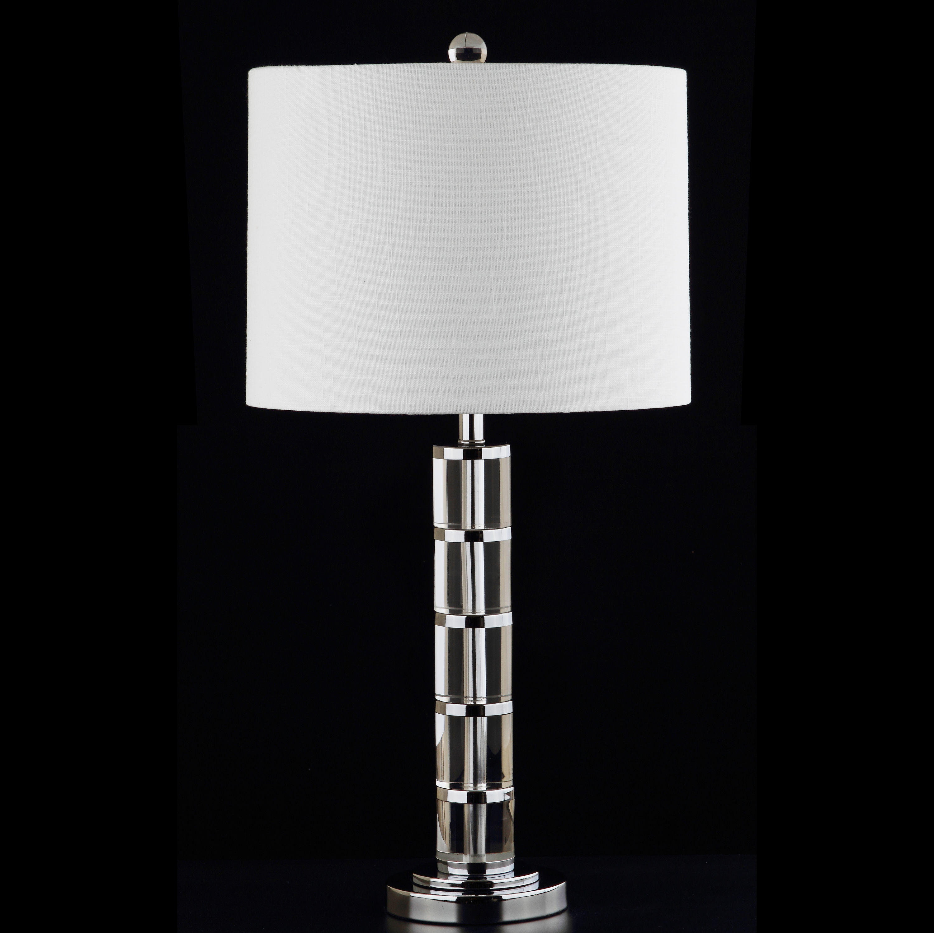 JONATHAN Y Transitional 26-in Chrome Led; Rotary Socket Table Lamp with  Linen Shade in the Table Lamps department at