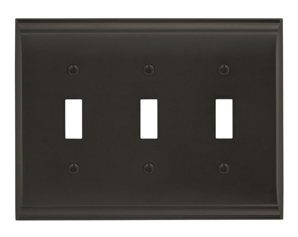 Amerock 3-Gang Standard Size Black Bronze Zinc Indoor Toggle Wall Plate ...