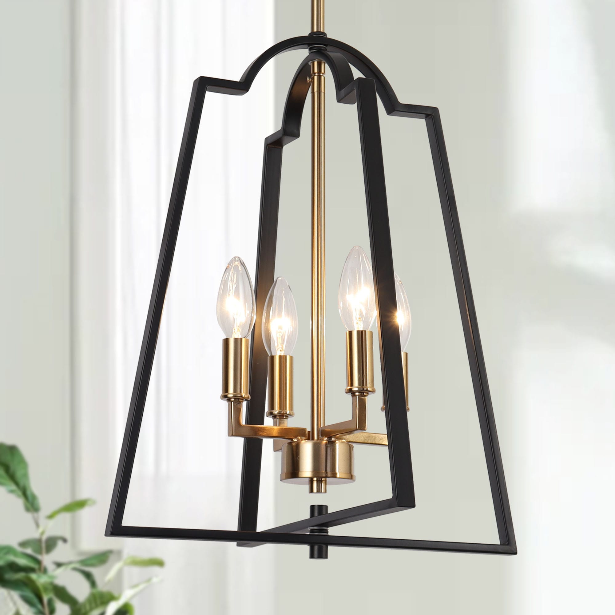 Zevni Matte Black & Brass Gold Pendant Lights Fixture, 6 in