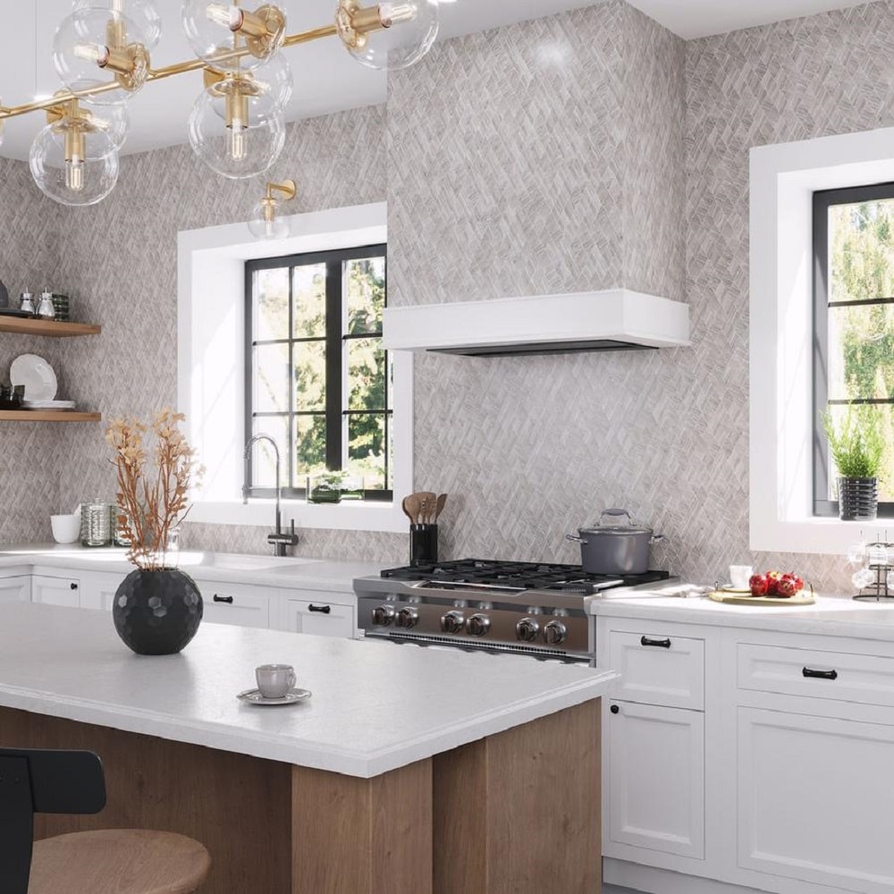 Apollo Tile (Sample) Floor and Wall Tile Gray 4-in x 4-in Polished Marble Diamond Patterned Floor and Wall Tile
