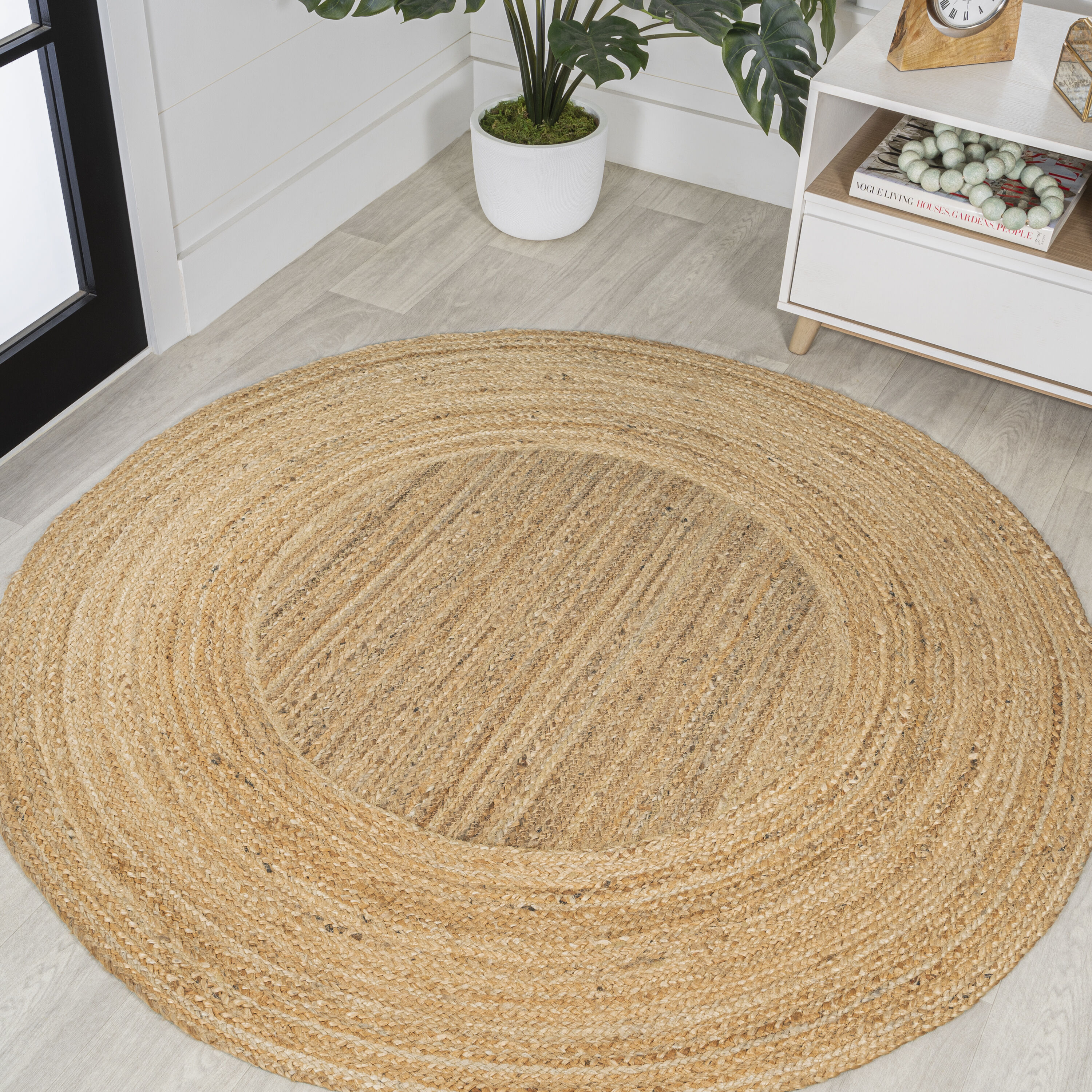  Round Jute Area Rug Rustic Vintage Hand Braided Natural Fibre  Boho Soft Chunky Runner for Living Room Bedroom Entryway Hallways Indoor  Outdoor Framhouse Kitchen Carpets (11 x 11 Sq Feet (132