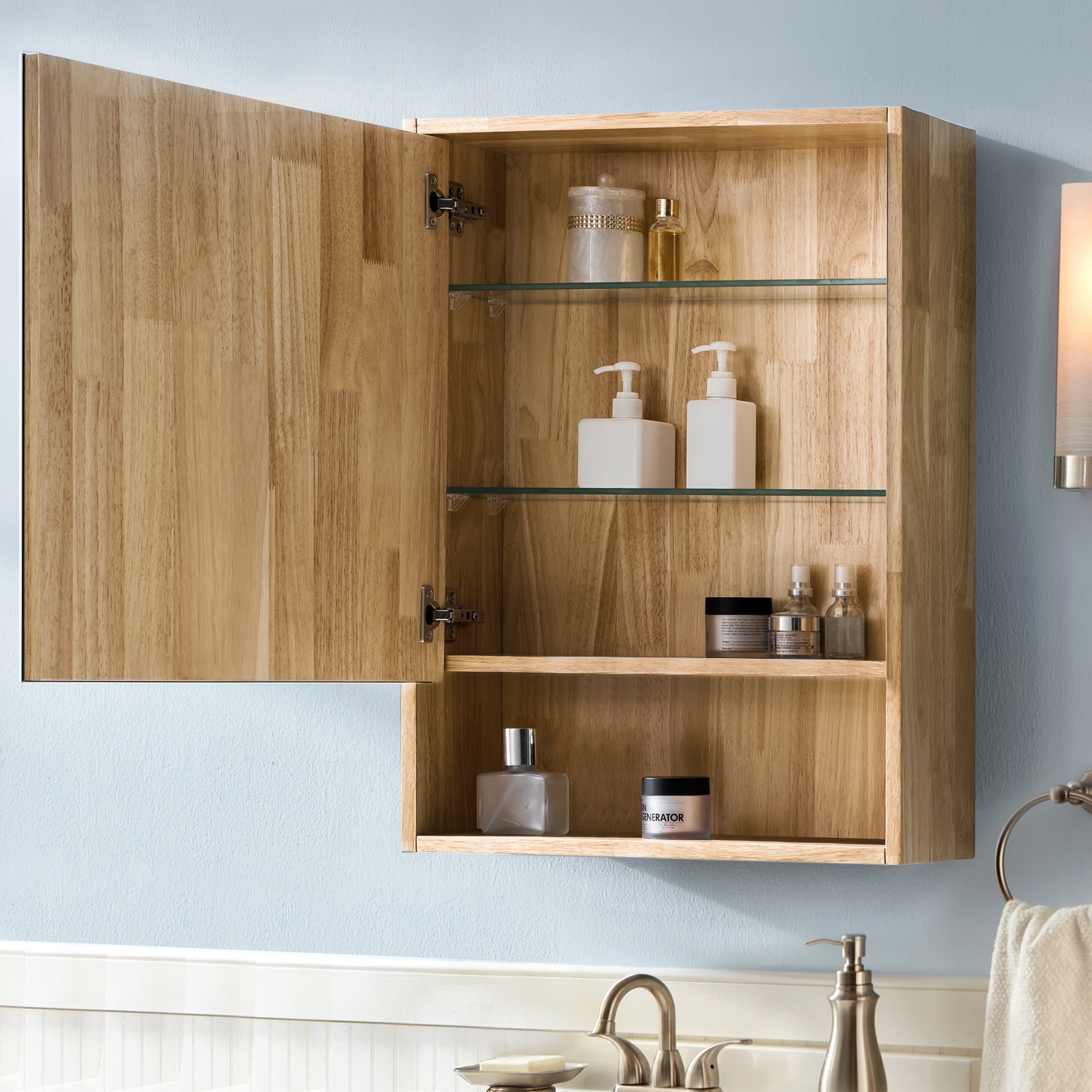 Allen Roth Medicine Cabinet 20 In X 27 Surface Mount Rubber Wood Mirrored Soft Close The Cabinets Department At Lowes Com