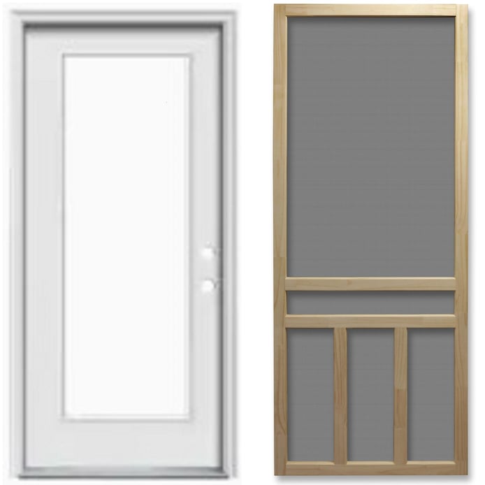 RELIABILT  32-in x 80-in Full lite Left-hand Inswing Prehung Front Door with Hinged Screen Door