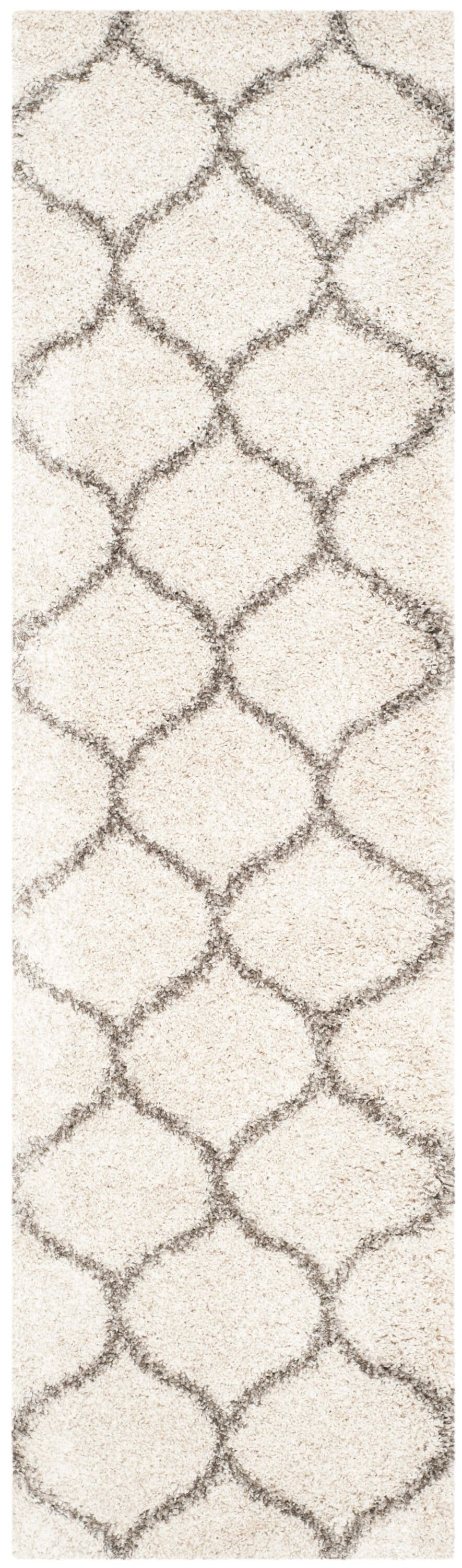 Safavieh SGH280A-216 Hudson Hathaway Shag 2 x 16 (ft) Loomed Polypropylene Ivory/Gray Rectangular Indoor Trellis Runner rug