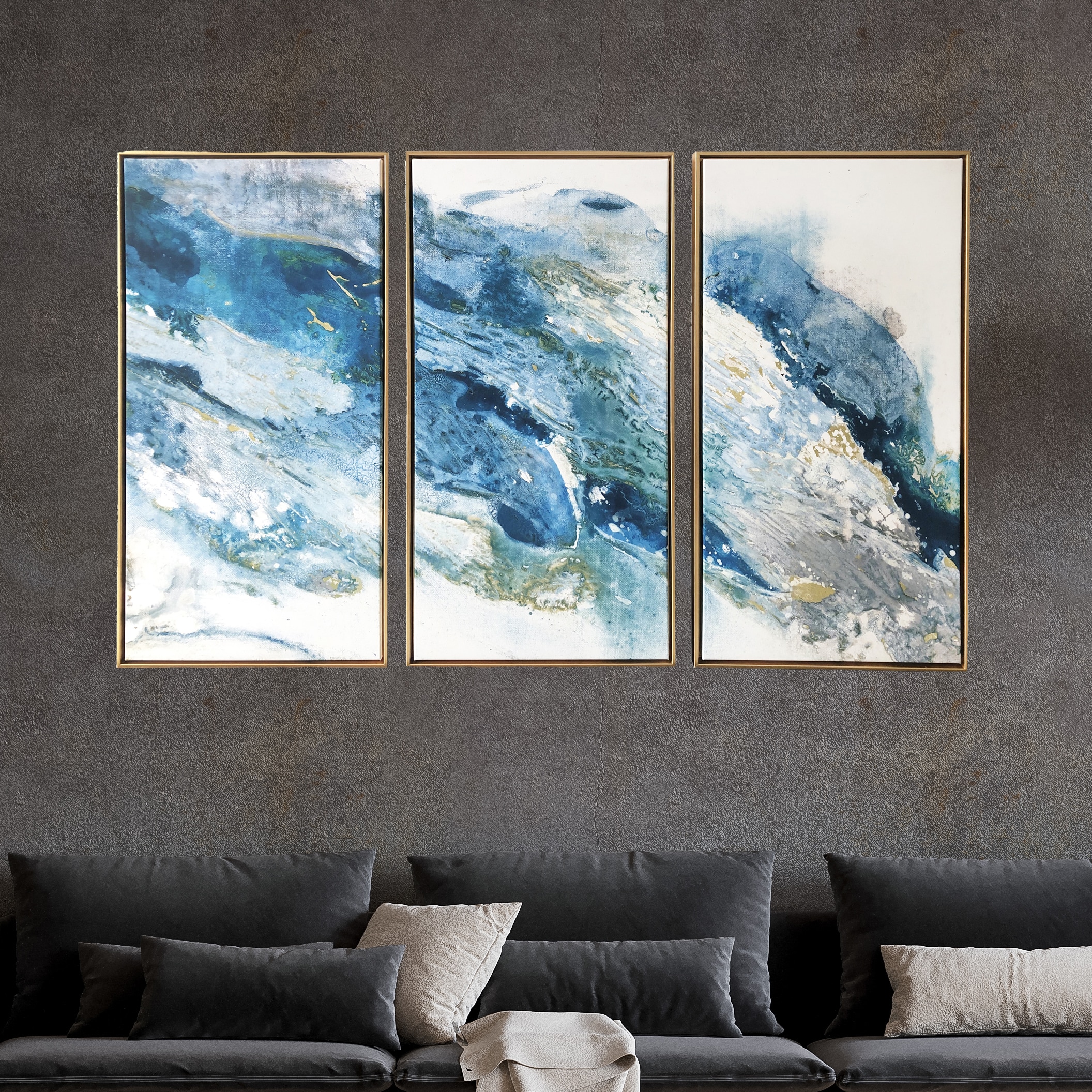 Gallery 57 Gold Floater Frame 30-in H x 48-in W Abstract Print on ...