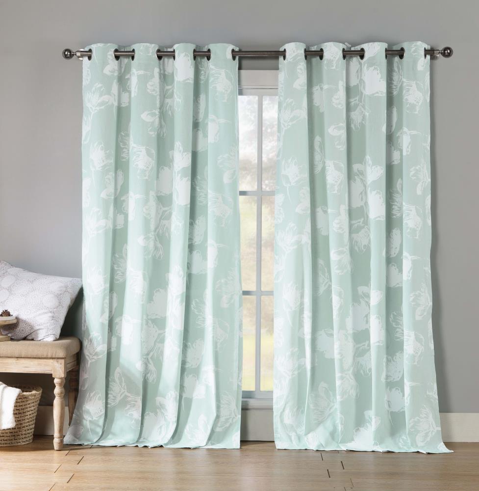 Duck River Textile ASQIC=12 /5353 84-in Icy Blue Blackout Standard Lined Grommet Curtain Panel Pair