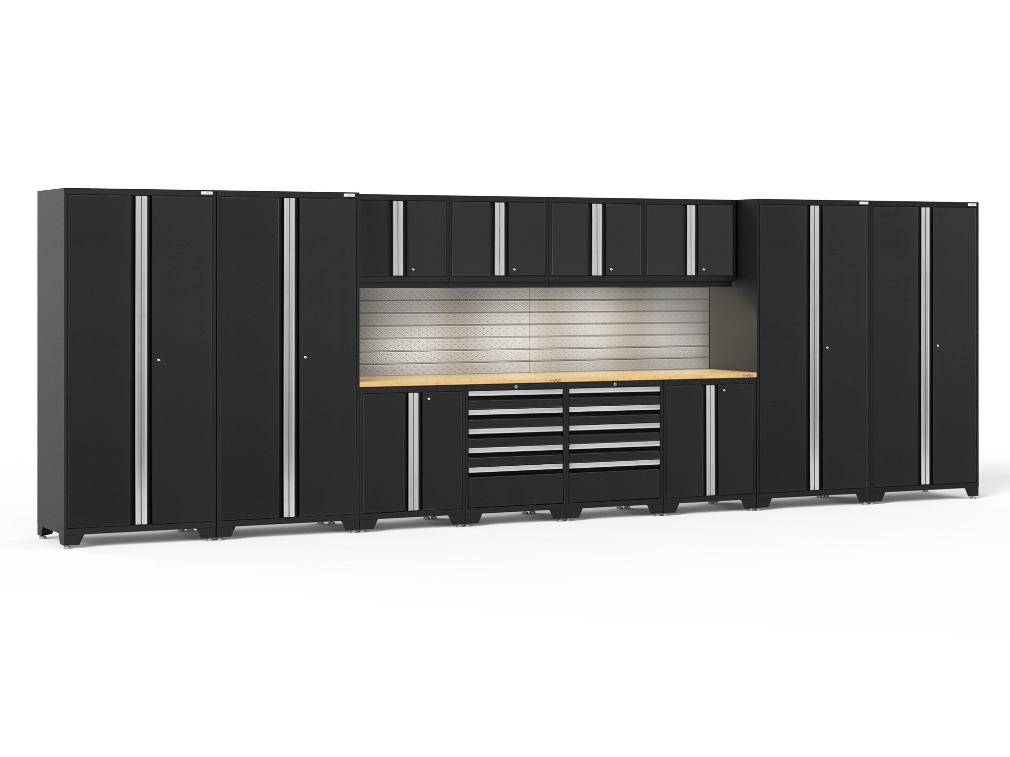 NewAge Products 64320 256-in W x 84.75-in H x 24-in D 12 -Cabinets Steel Black Garage Storage System
