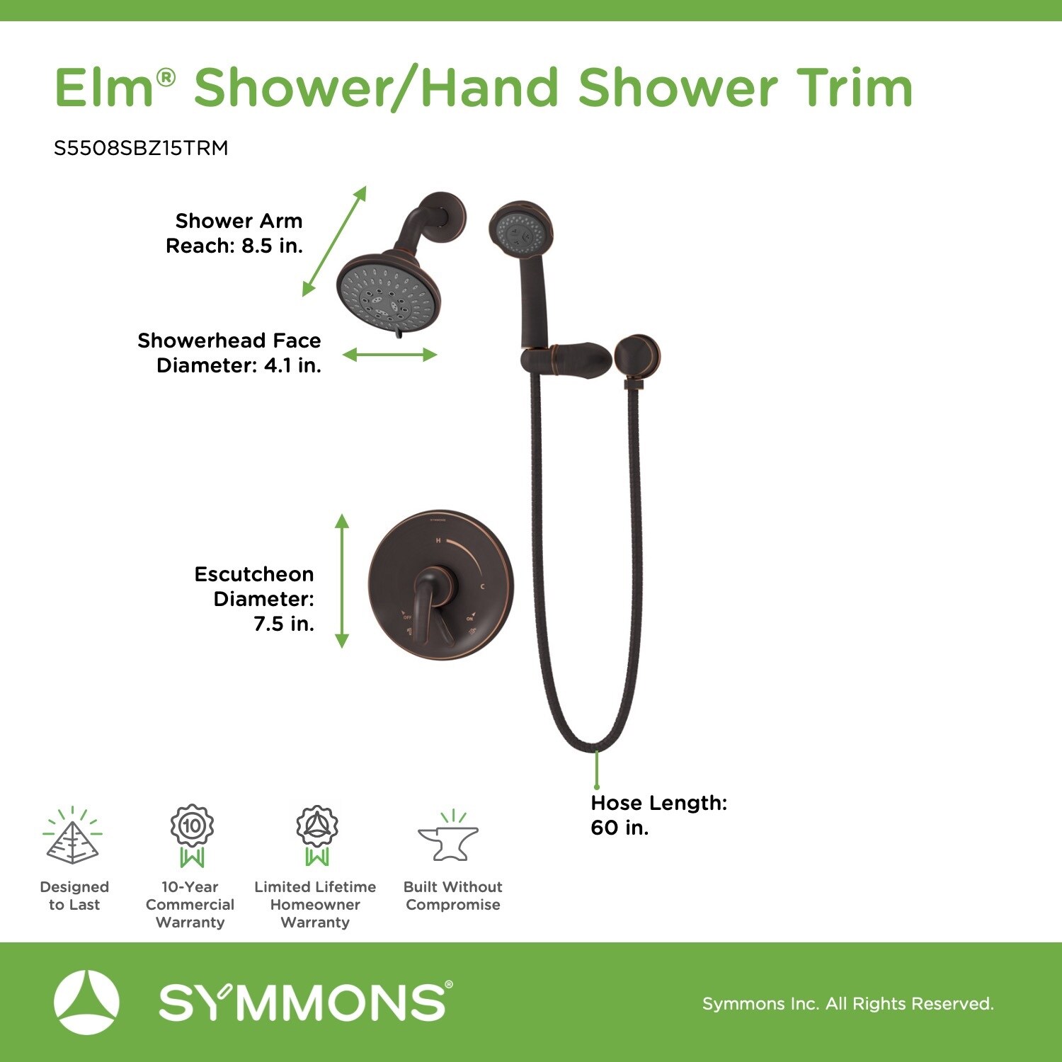 Symmons S5508SBZ15TRM Tub-Shower-Faucets - View #2