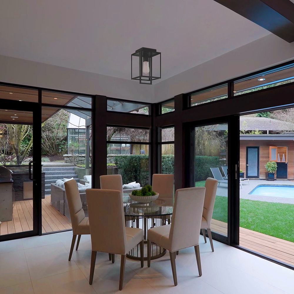 Preston Matte Black Modern Outdoor Wall Lantern with Clear Glass