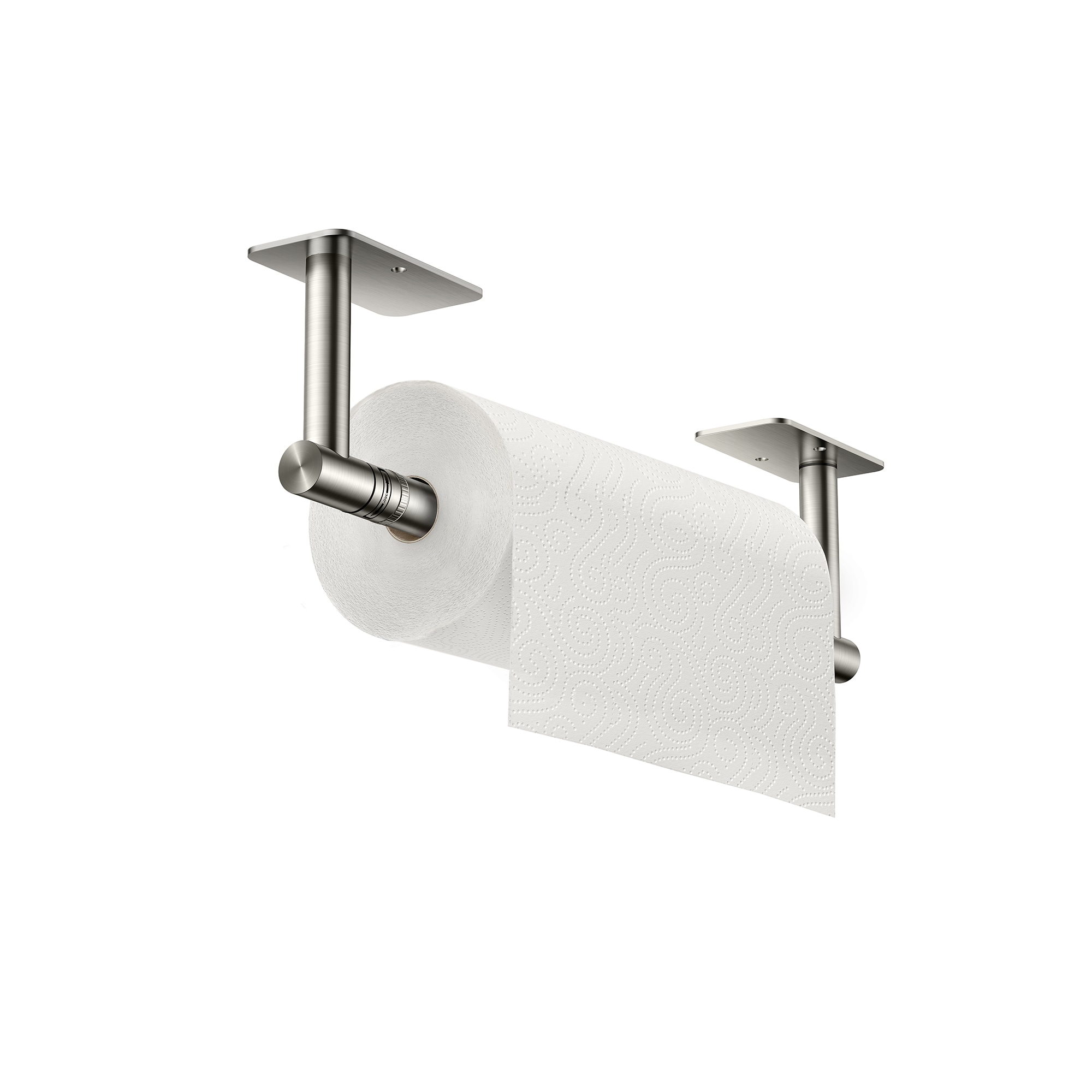 androme AD5124BN Brushed Nickel Wall mount Double post Toilet Paper Holder 1 -Rolls with Storage