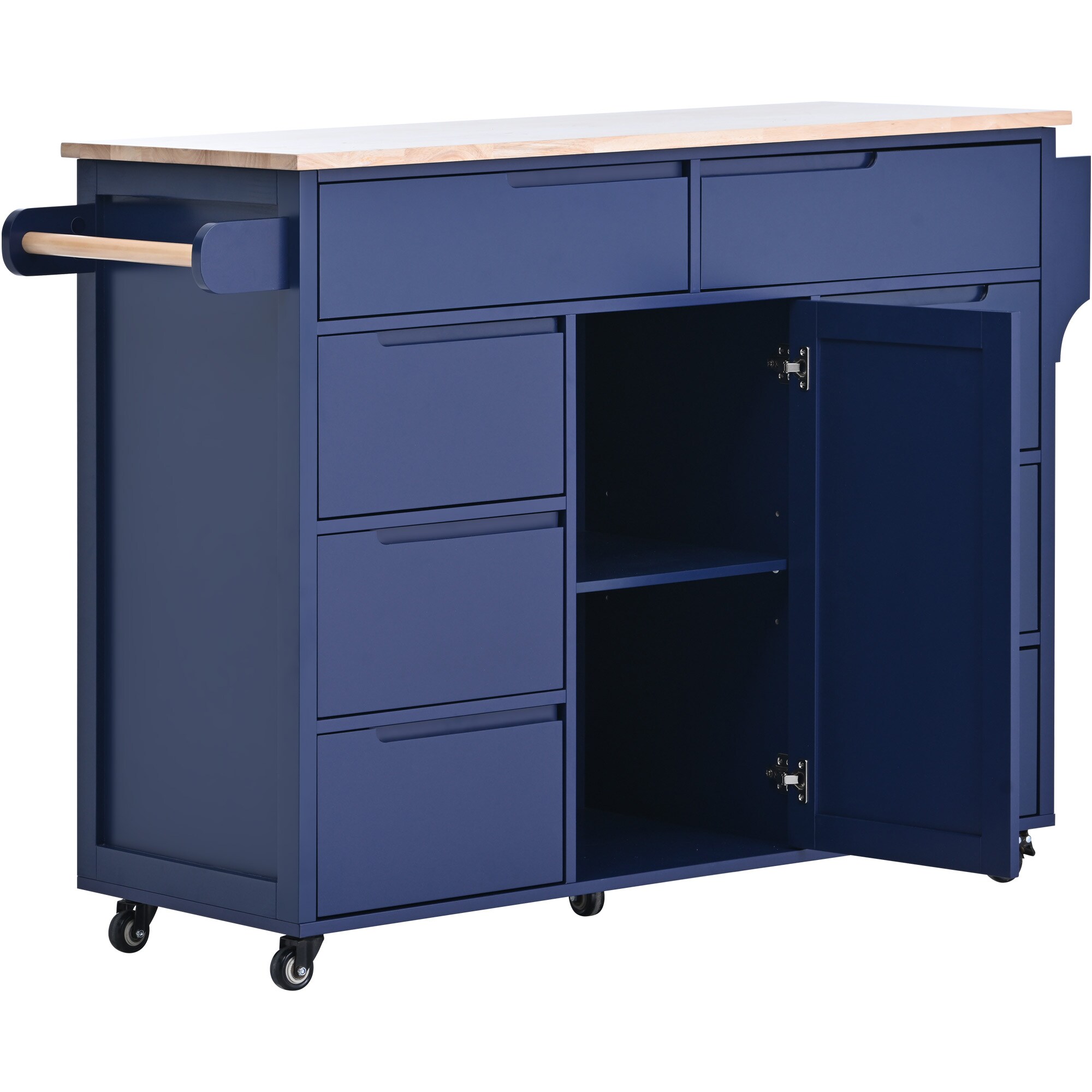 SINOFURN SYB260014BL Blue MDF Base with Wood Wood Top Rolling Kitchen Cart ( 18.5-Inches x 53.1-Inches x 37-Inches )