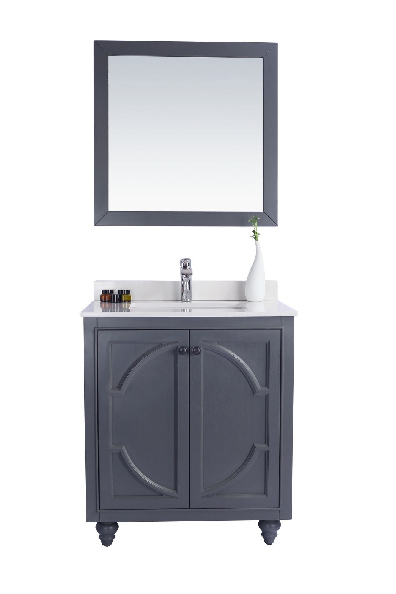 LAVIVA  313613-30G-WQ Odyssey 30 inch Maple Grey Bathroom Vanity with White Quartz Countertop