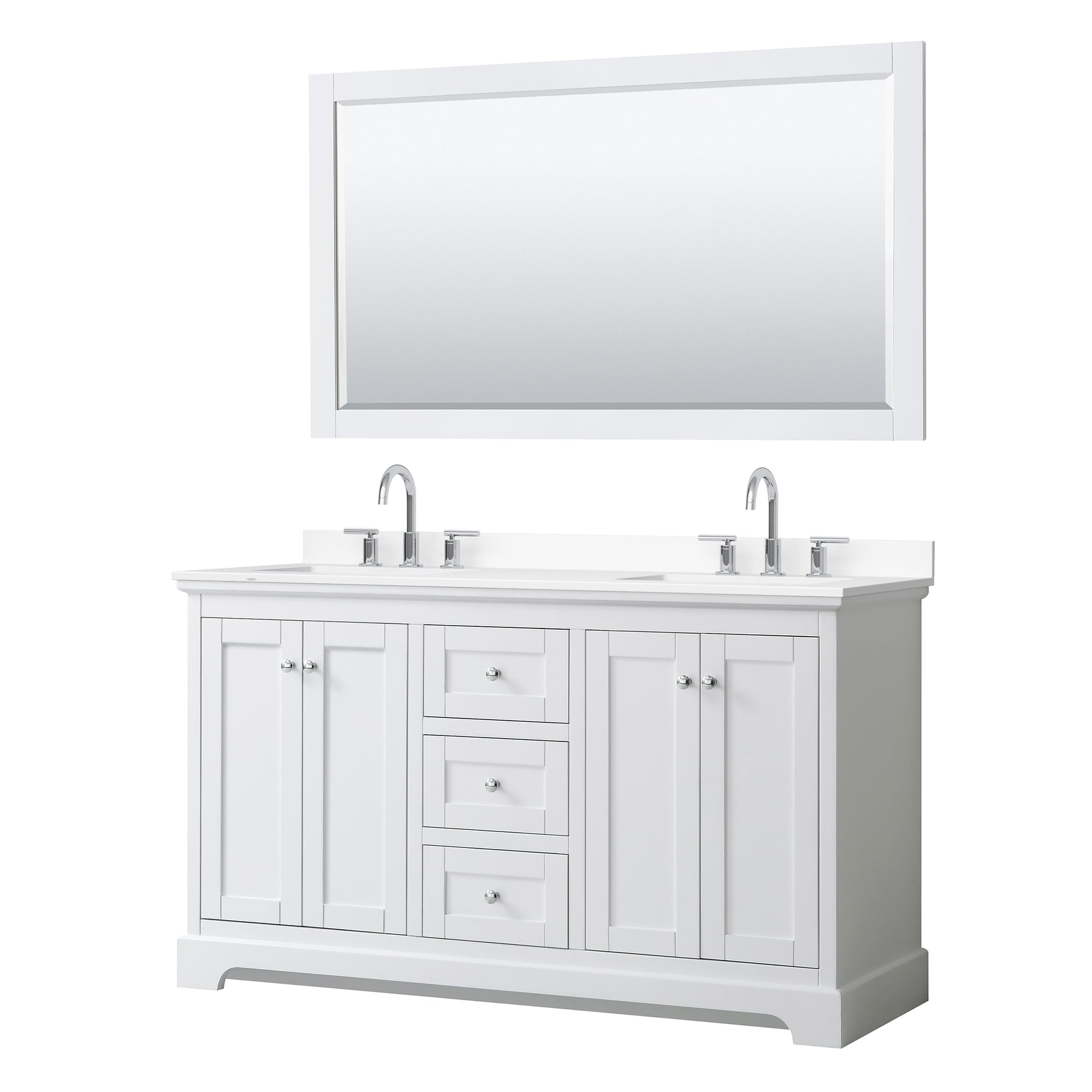 Wyndham Collection - Avery 60-in White with Polished Chrome Trim Undermount Double Sink Bathroom ...