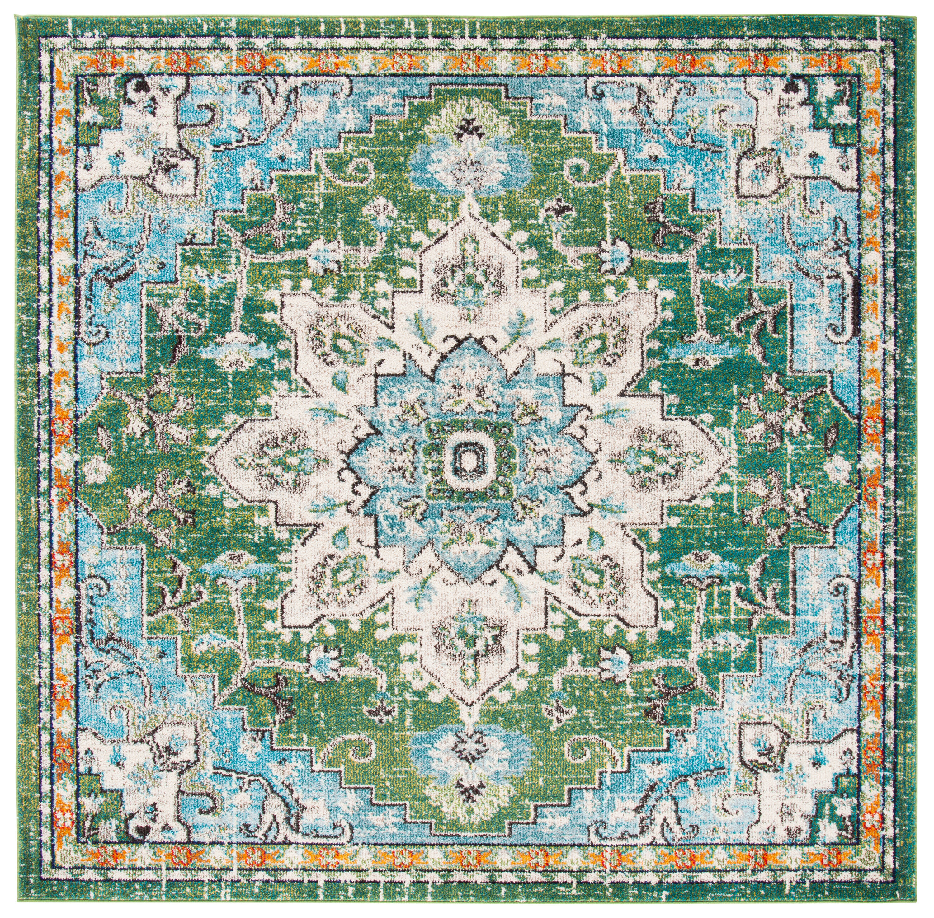 Madison 473Y Green/Turquoise 7 X 7 Area Rug