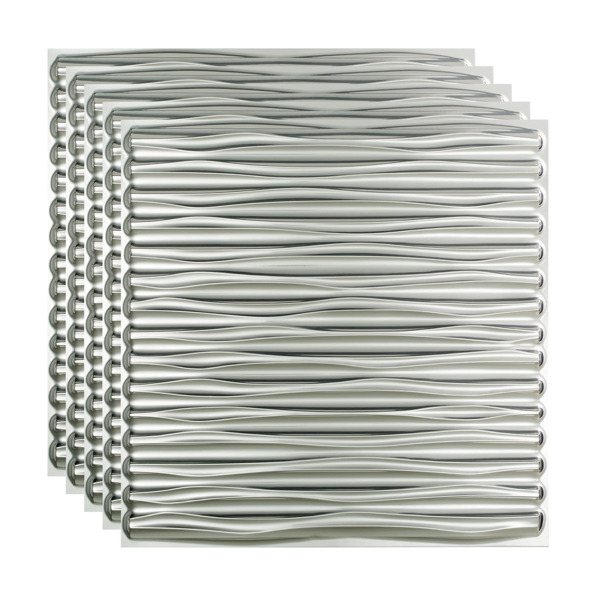 Fasade PL7508 2-ft x 2-ft Dunes Brushed Aluminum PVC Drop Ceiling Tile ( 5 -Pack, 20-Sq. Feet / Case )