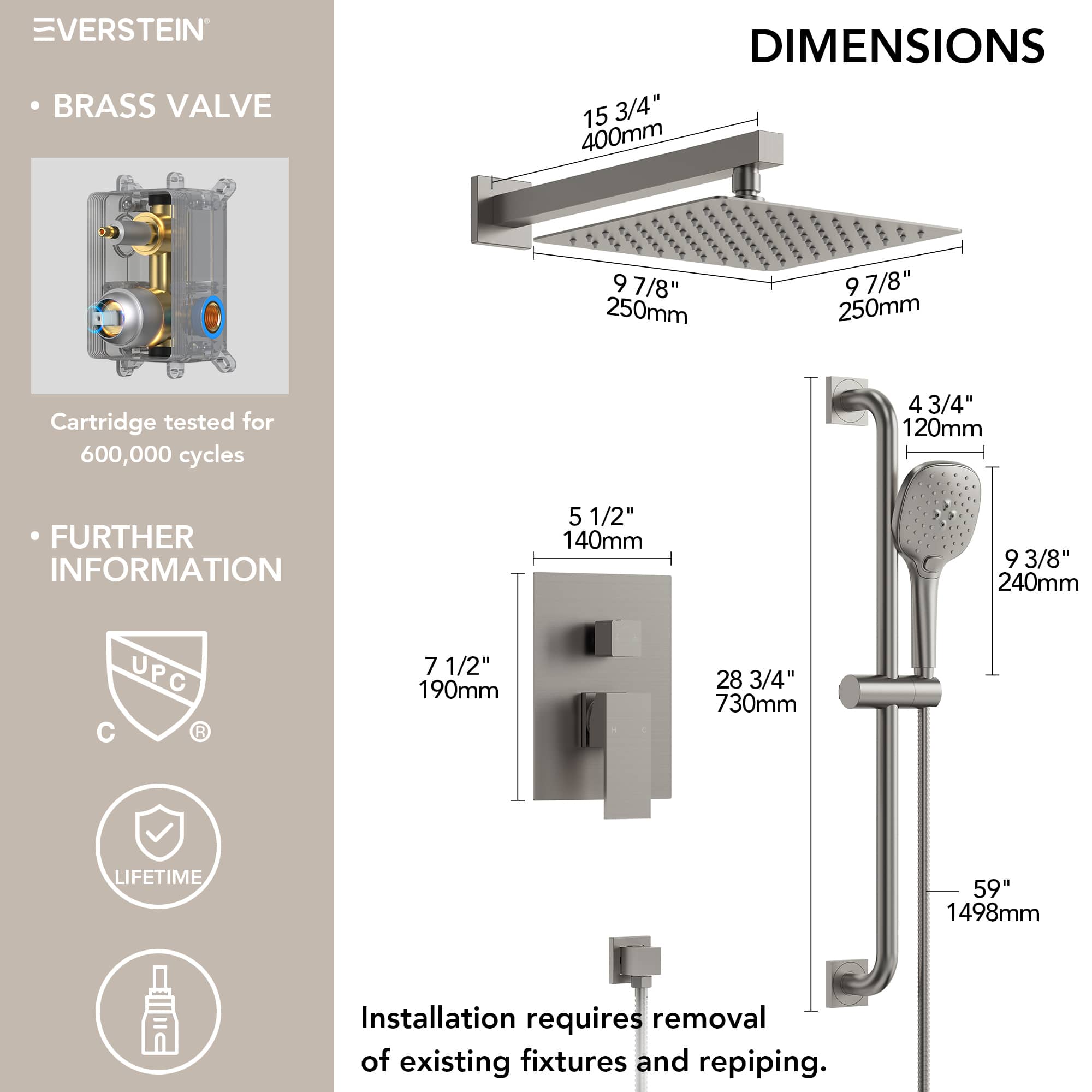 EVERSTEIN SFS-1153-NK Tub-Shower-Faucets - View #12