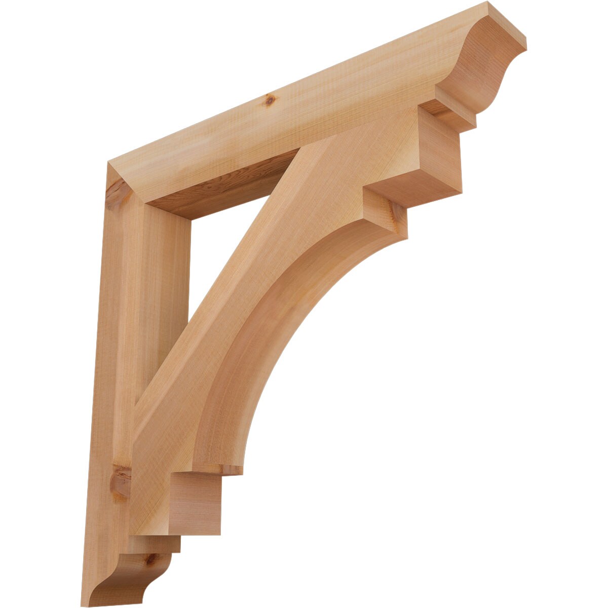 Ekena Millwork BKT04X28X28MRC01SWR Merced traditional smooth 3-1/2-in x 28-in x 28-in Western red cedar Brown Wood Standard bracket