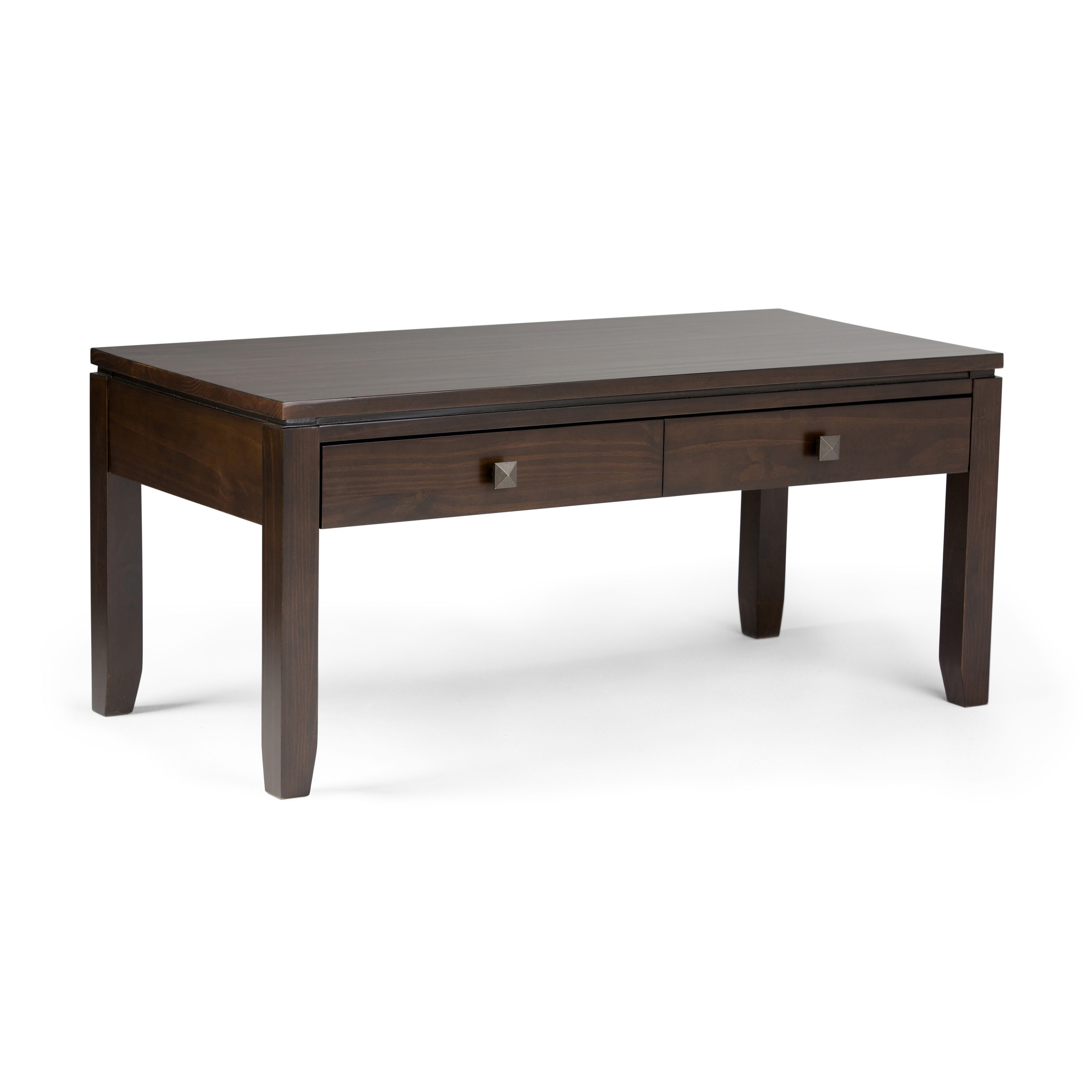 Simpli Home AXCRCOS01-MAH Cosmopolitan Mahogany Brown Pine Wood Modern Coffee Table with Storage