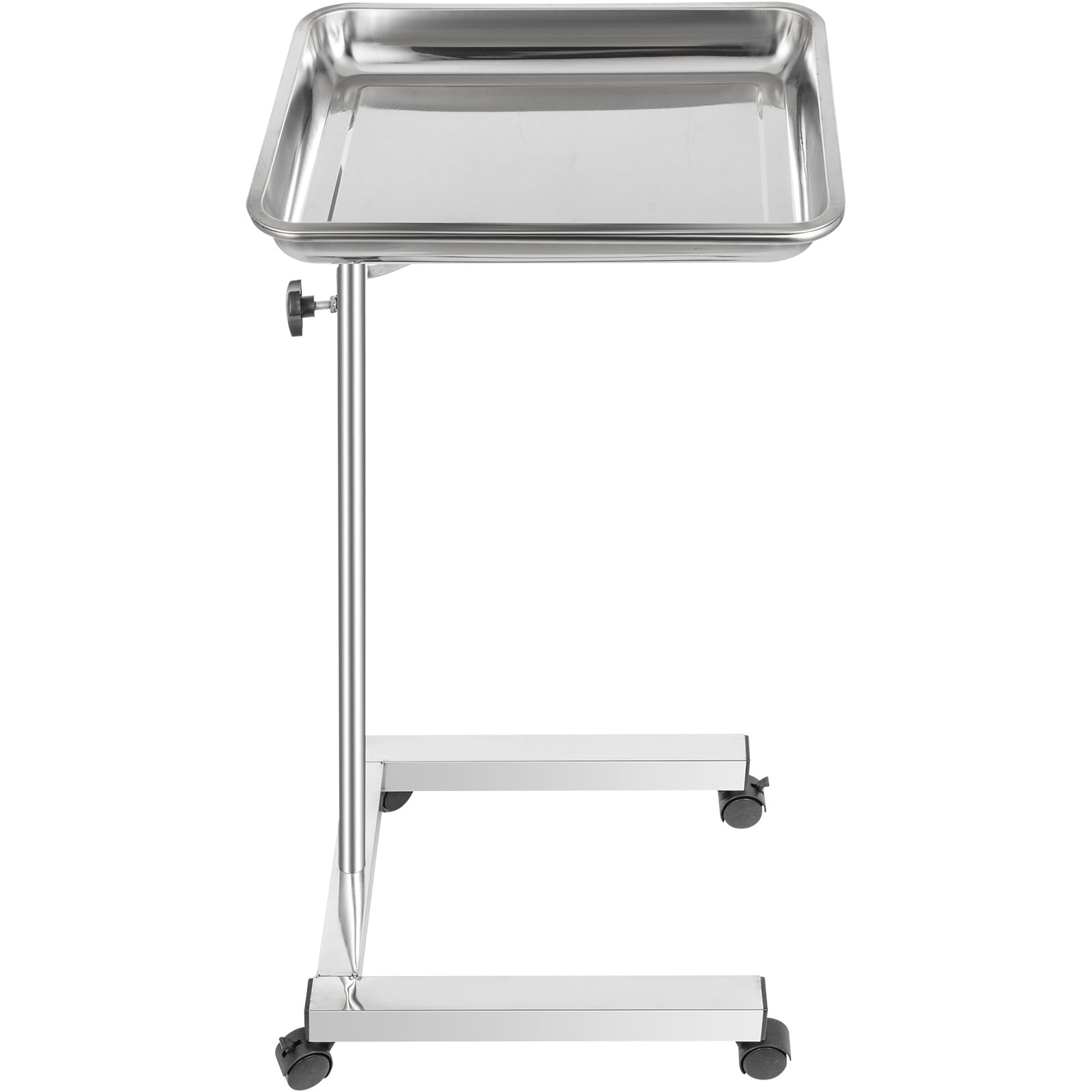 VEVOR Lab Cart Stainless Steel Mayo Tray Stand 18 x 14 in Trolley Mayo Stand Adjustable Height 32-51 in Instrument Tray with Removable Tray and 4 Omnidirectional Wheels Ideal for Home Equipment Personal Car #SCSYSTCECKFS12824V0