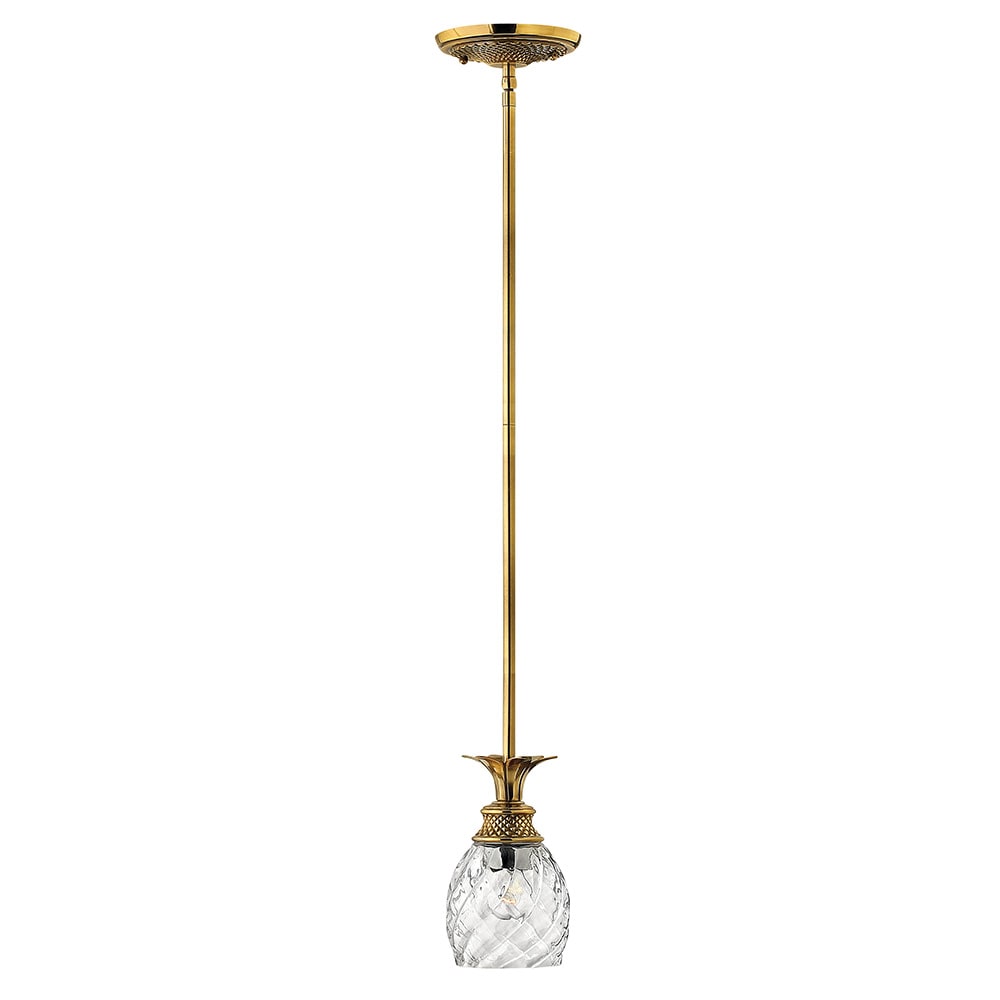 Hinkley 5317BB Plantation Burnished Brass Traditional Clear glass Lantern Mini Hanging Pendant light