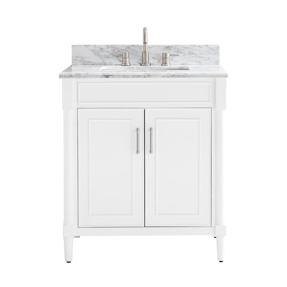 allen + roth Perrella 31-in White Undermount Single Sink Bathroom Vanity  with Carrera White Natural Marble Top at 