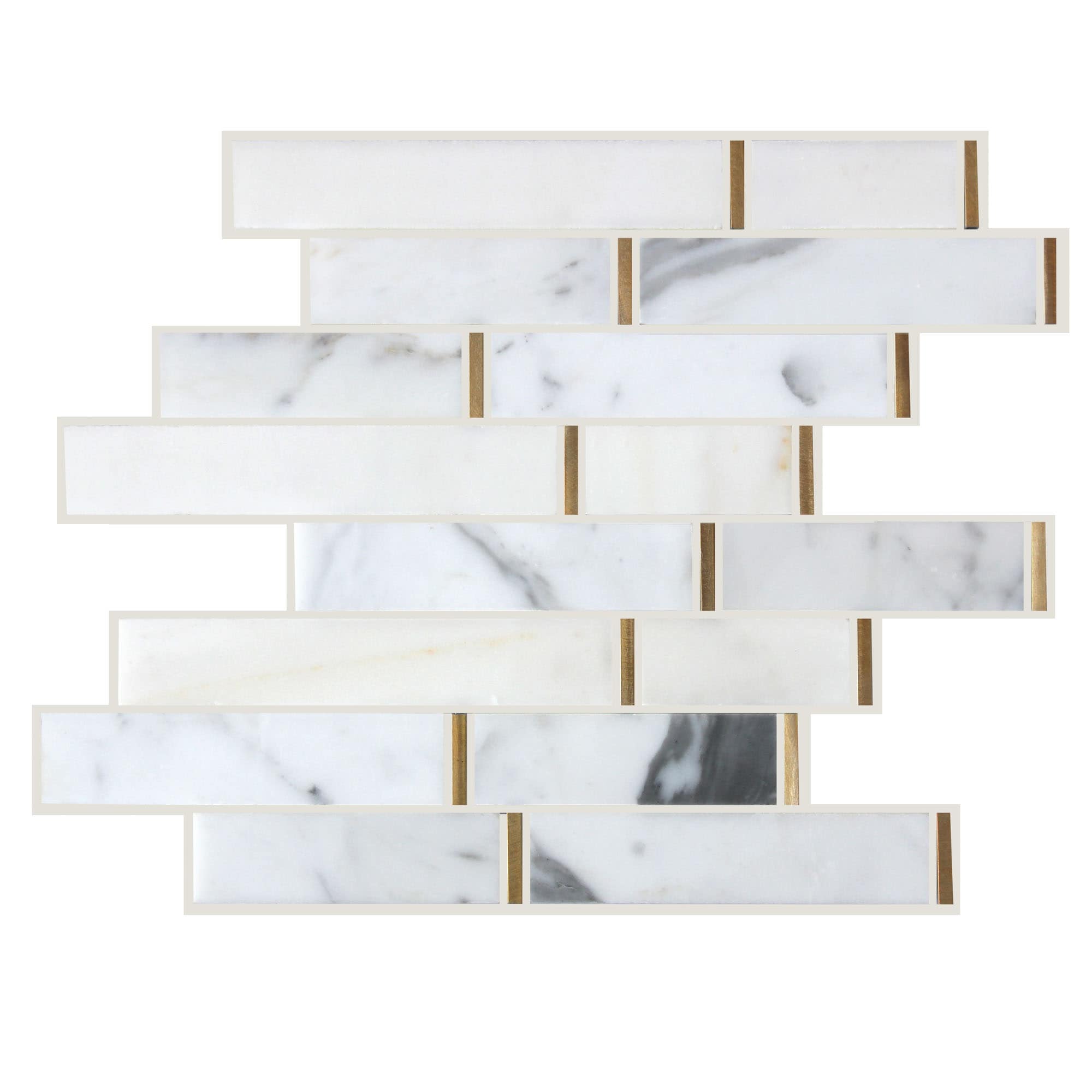 Mattone Calacatta, White 12-in x 12-in Polished Natural Stone Marble Linear Floor and Wall Tile (0.97-sq. ft/ Piece) | - GBI Tile & Stone Inc. 1029748