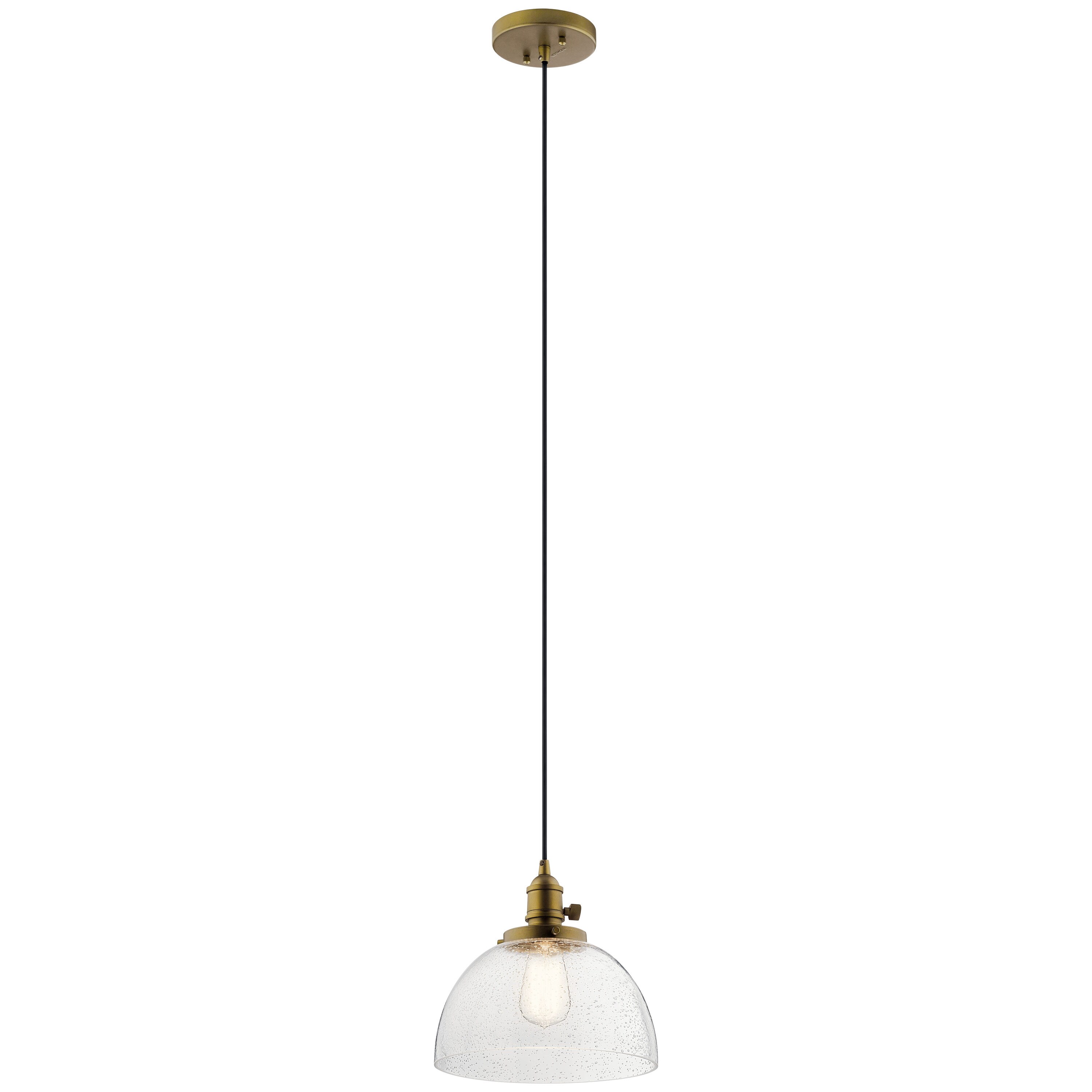 Kichler Avery Natural Brass Industrial Seeded Glass Dome Mini Pendant ...