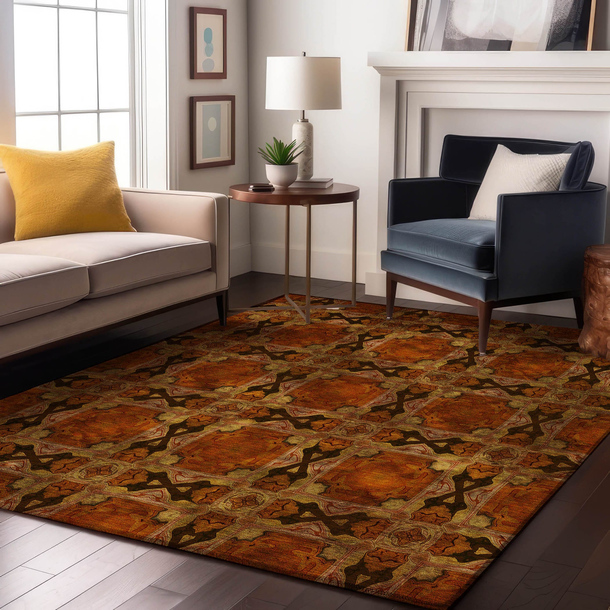 Addison Rugs AMF558PK9X12 Mayfield AMF558PK 9 x 12 (ft) Loomed Polyester Paprika Rectangular Indoor Geometric Machine washable Area rug