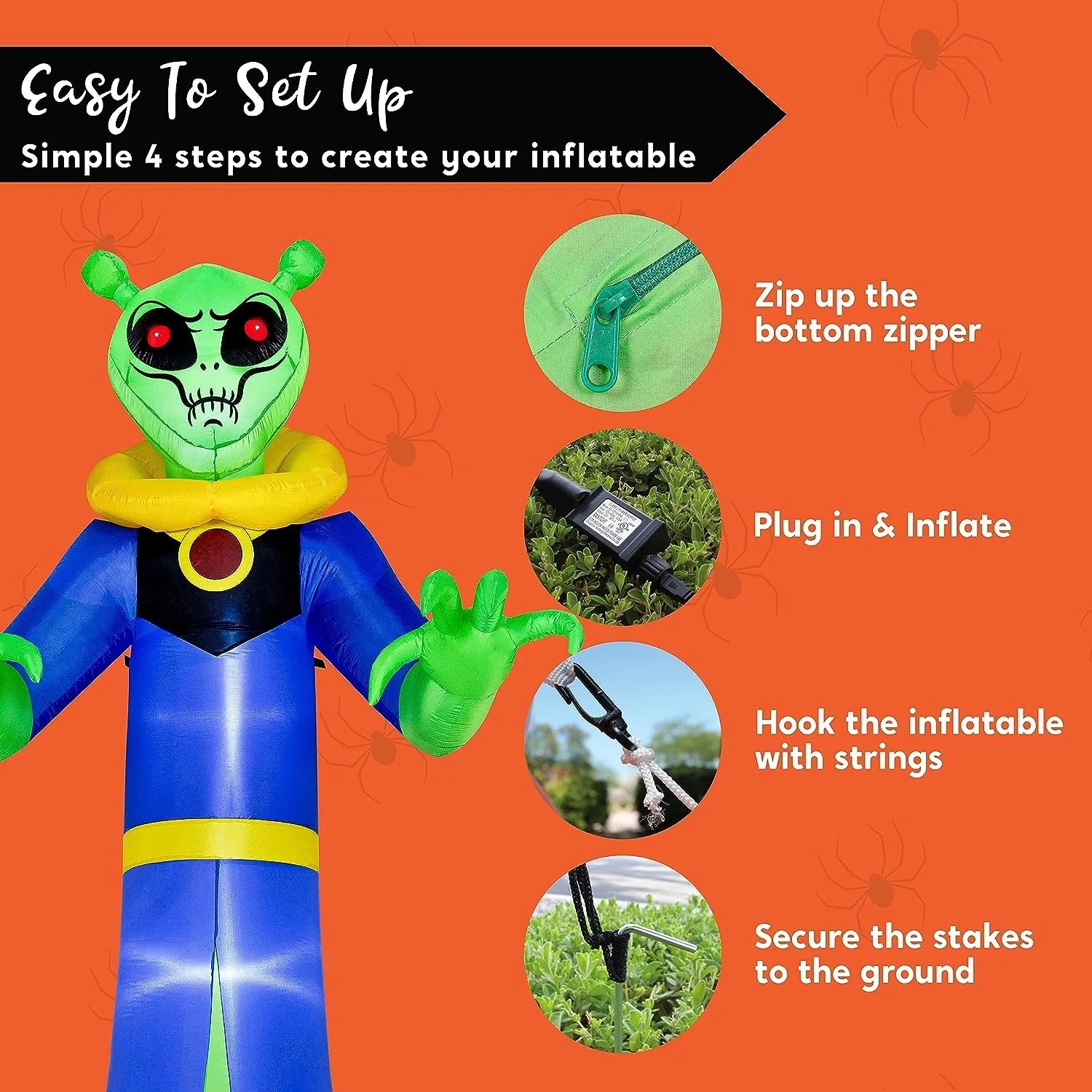 12-Foot Tall LED Lighted Green Alien Halloween Inflatable