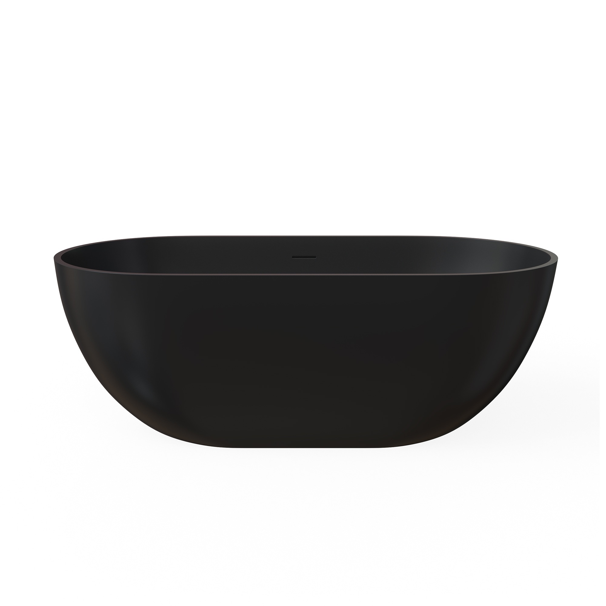LIVACA - 59 inch Matte Black Solid Surface Soaking Bathtub with Deep Soak Freestanding Design