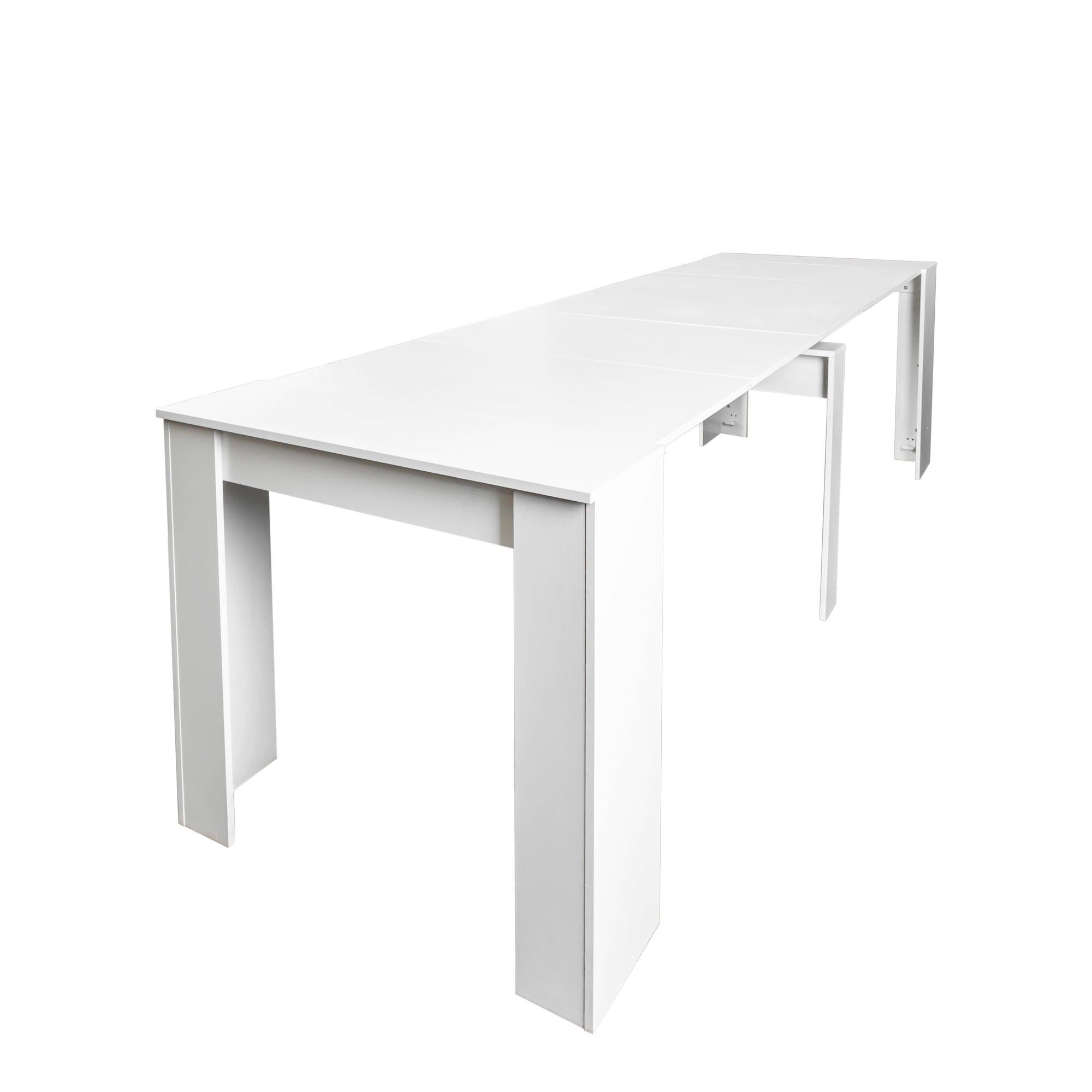 Clihome - Multifunctional Extendable Dining Table White Contemporary/Modern Extending Removable l...