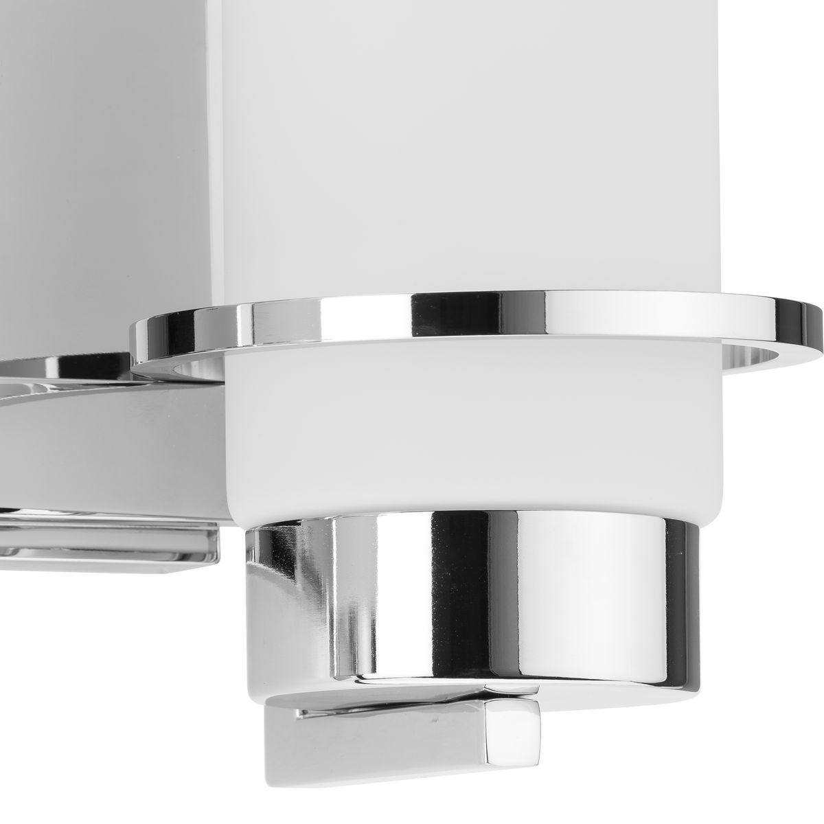 Polished Chrome Cylinder 2-Light Vanity Fixture with White Glass Shades