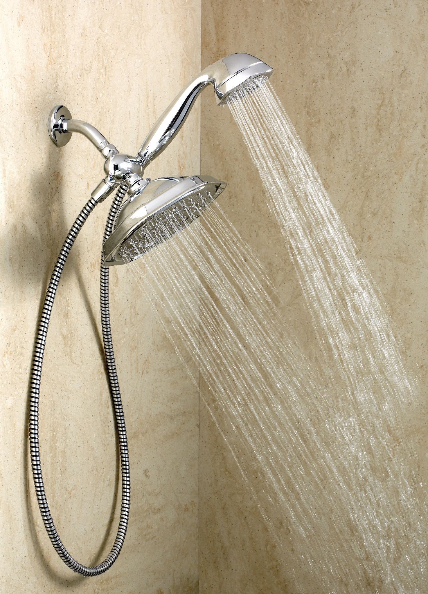 Chrome 9-Inch Rain Shower Head with Handheld Sprayer