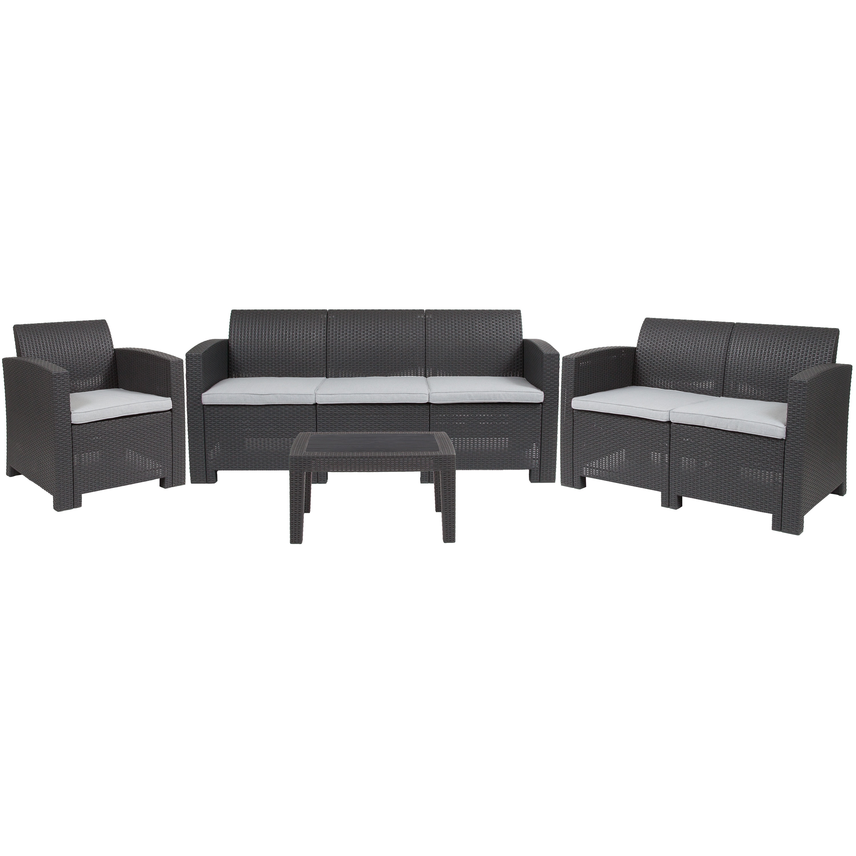 Flash Furniture 889142335481 Seneca 4 -Piece Patio Sofa Conversation Set with Gray Cushions