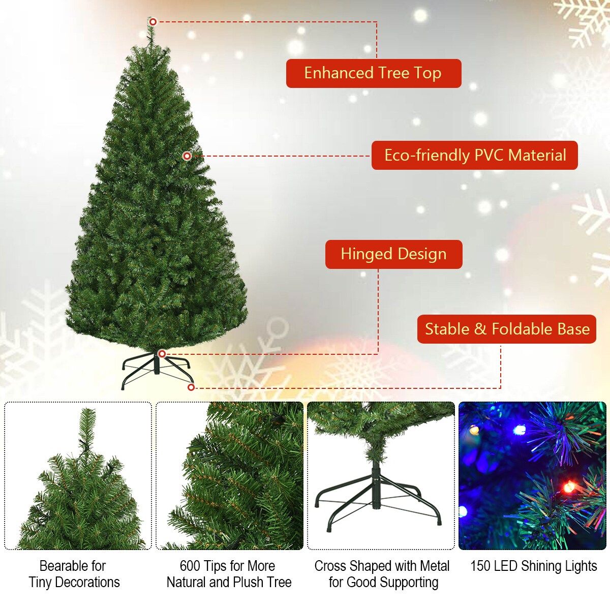 Costway CSHY000380 Artificial-Christmas-Trees - View #7