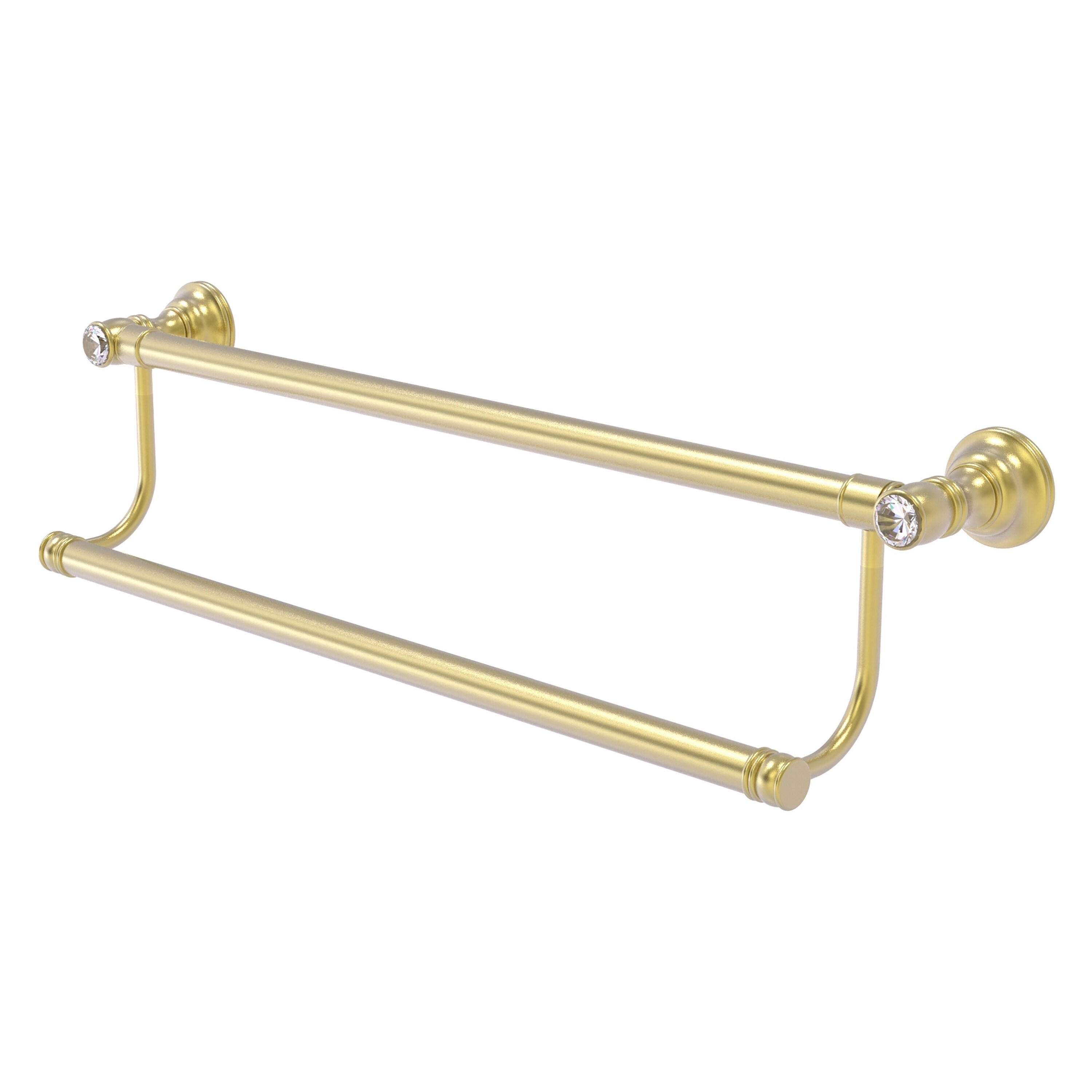 Allied Brass CC-72-24-SBR Carolina Crystal 24-in double Satin Brass Wall mount Double Towel Bar