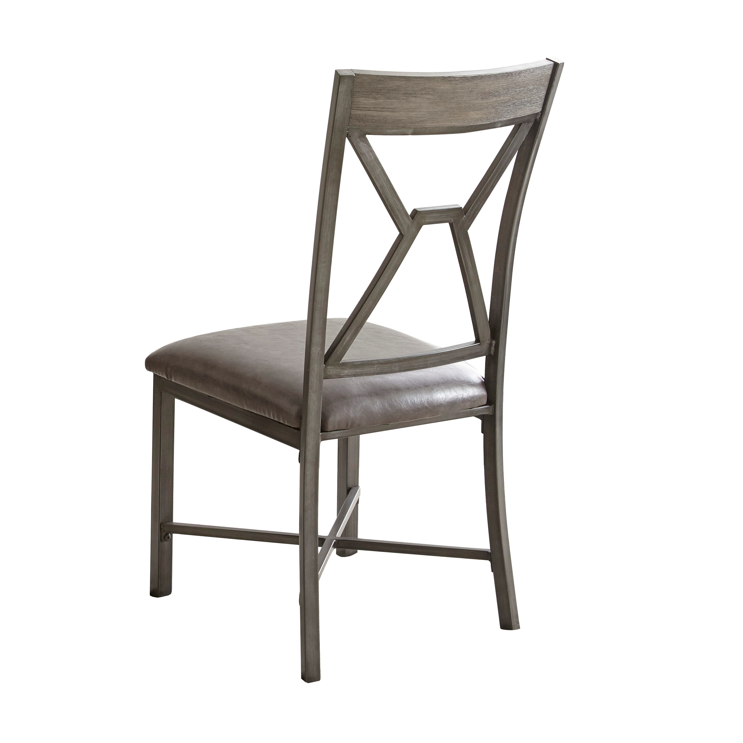 Gray Faux Leather Upholstered Side Chair with Metal Frame