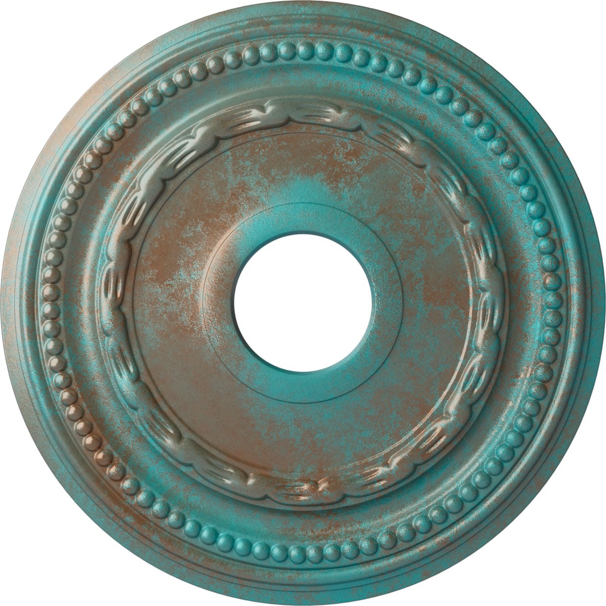 Ekena Millwork CM15FECGS Federal 15.375-in W x 15.375-in L Painted Copper Green Patina Polyurethane Whole Ceiling Medallion