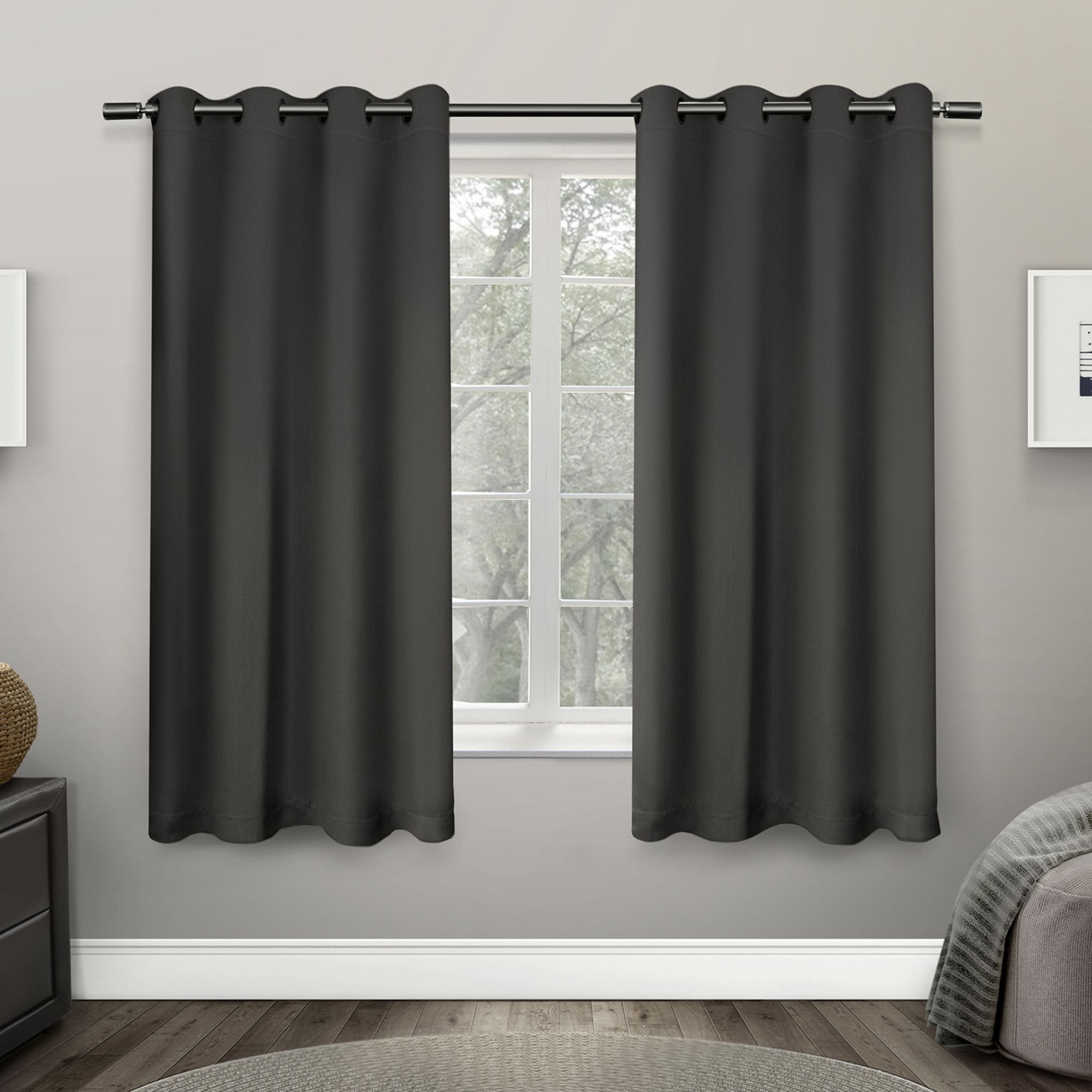 Exclusive Home EH7980-02 2-63G 63-Inches Charcoal Room darkening Interlined Grommet Curtain panel pair